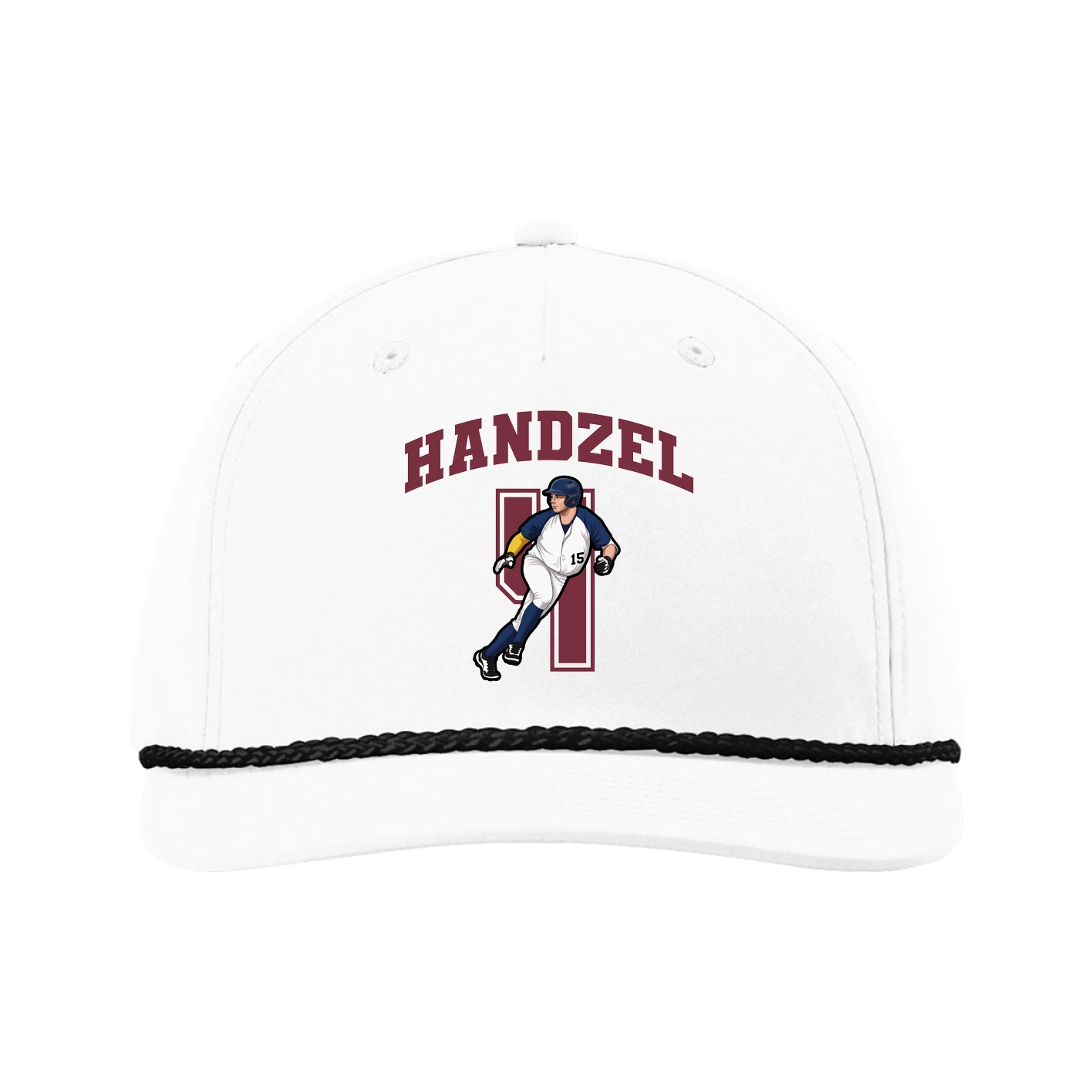 Five-Panel Classic Rope Cap — Number in White