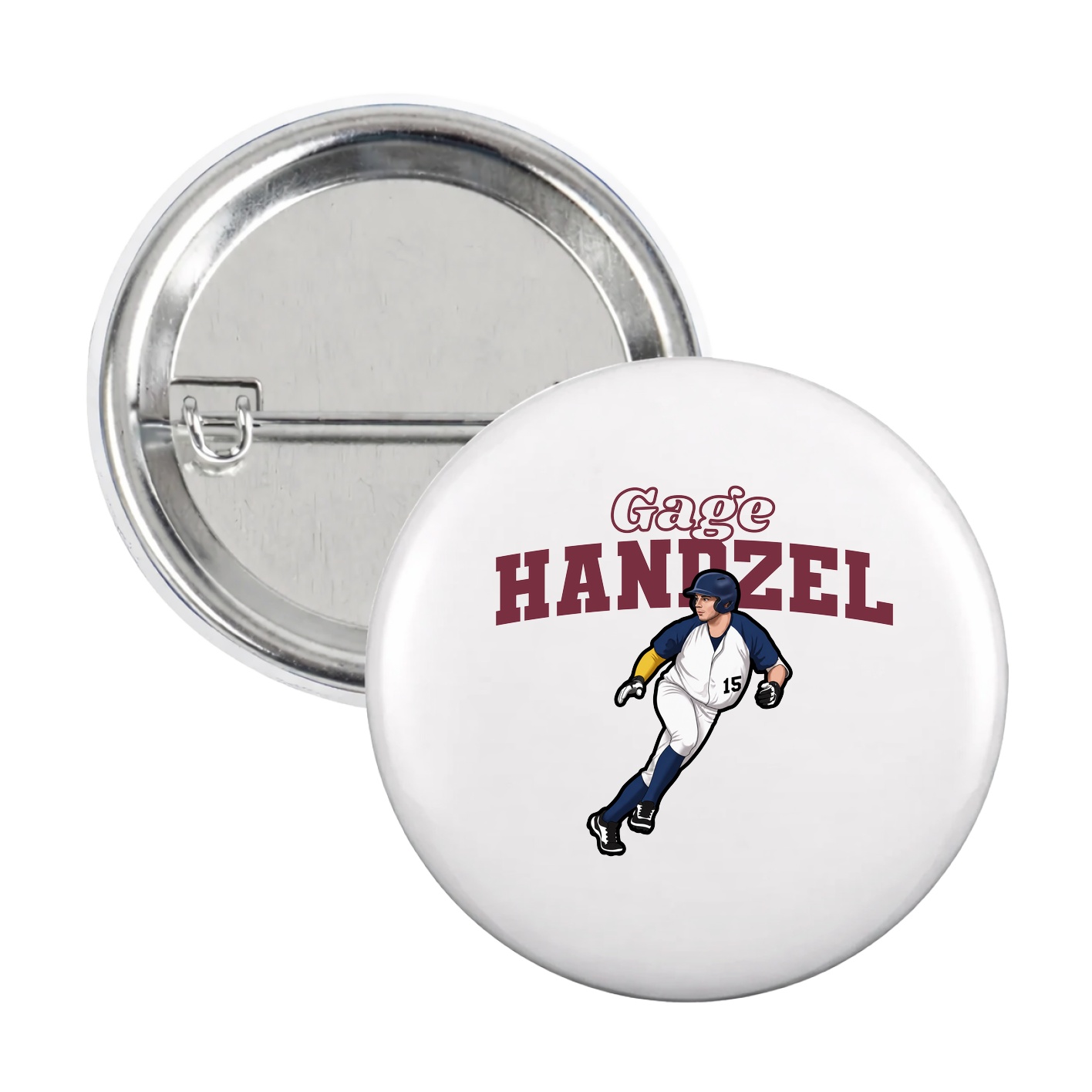 Game Day Button — Name Arch in White