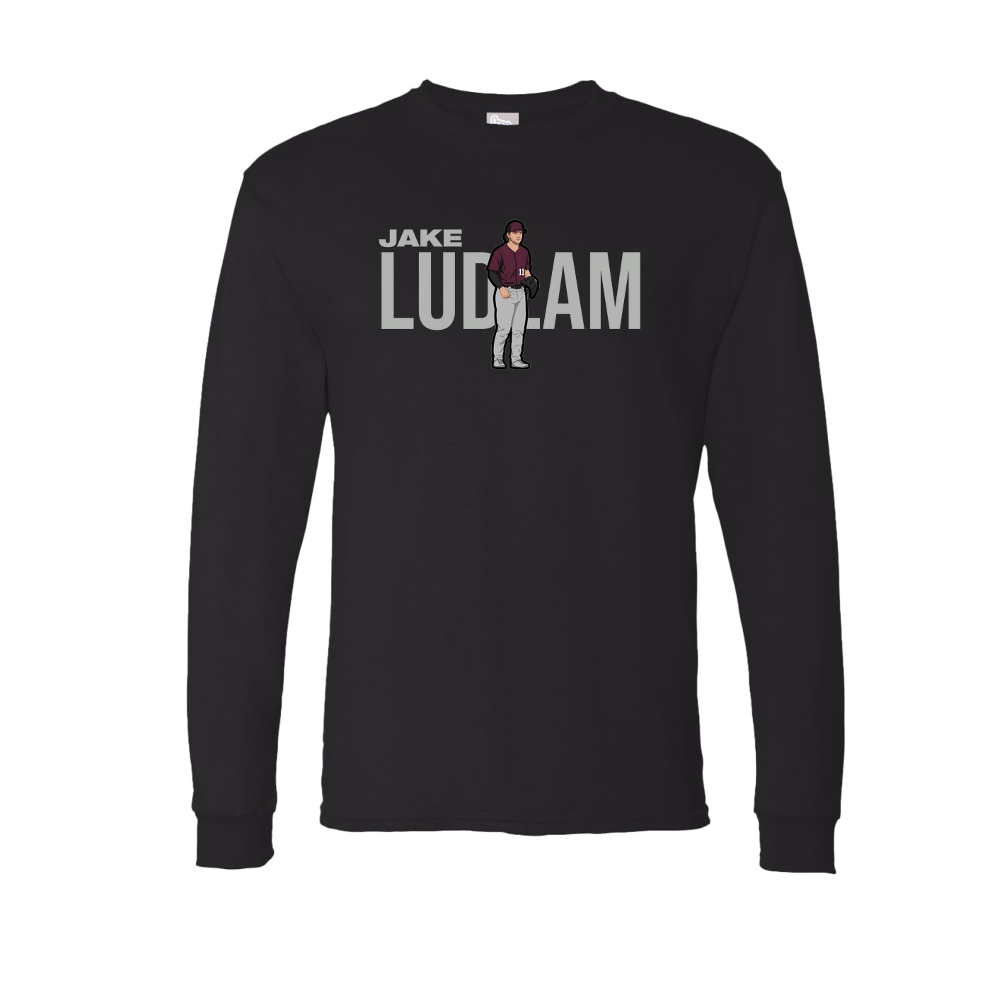Long Sleeve Tee — Player Name in Black