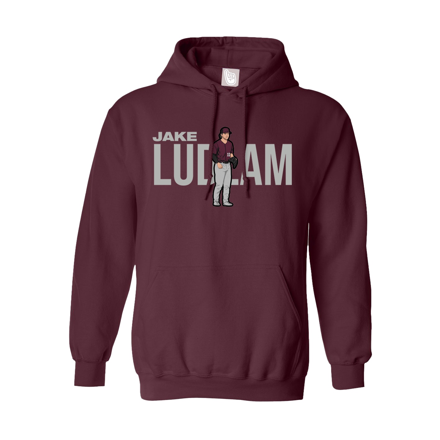 Youth Hoodie — Player Name in Maroon