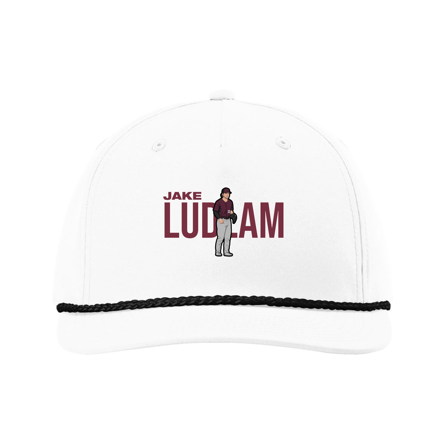 Five-Panel Classic Rope Cap — Player Name in White