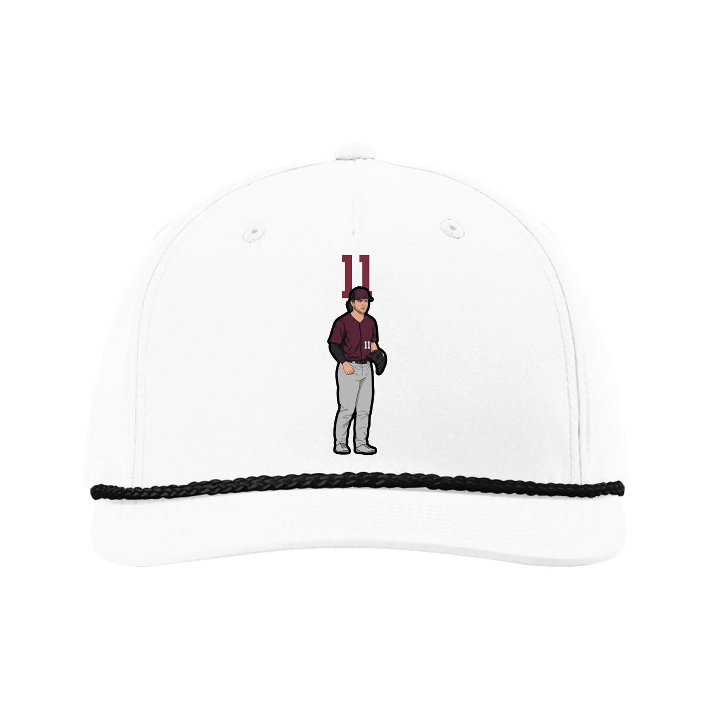 Five-Panel Classic Rope Cap — Number Top in White