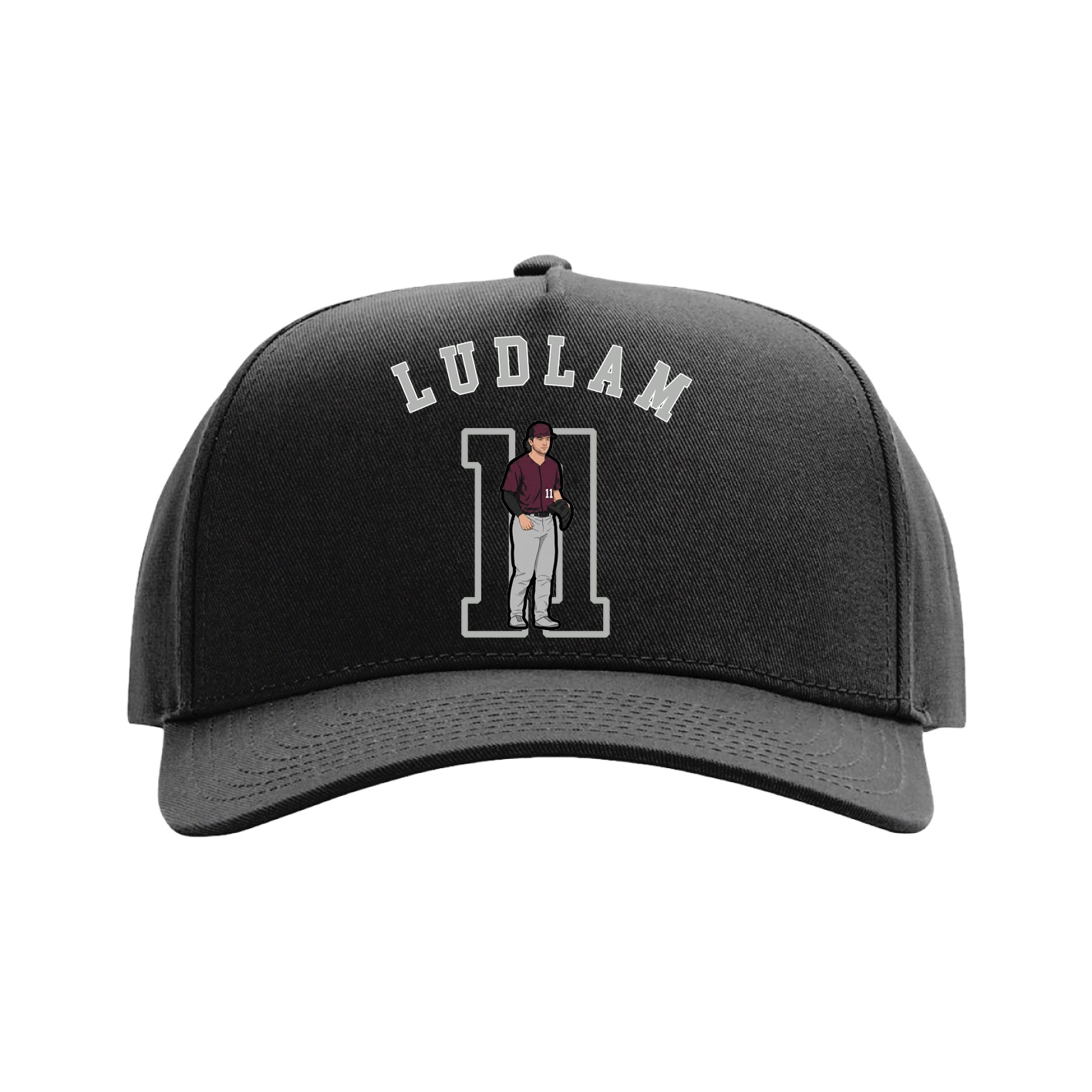 Full Fabric Five-Panel Champ Cap — Shirsey Arch in Black