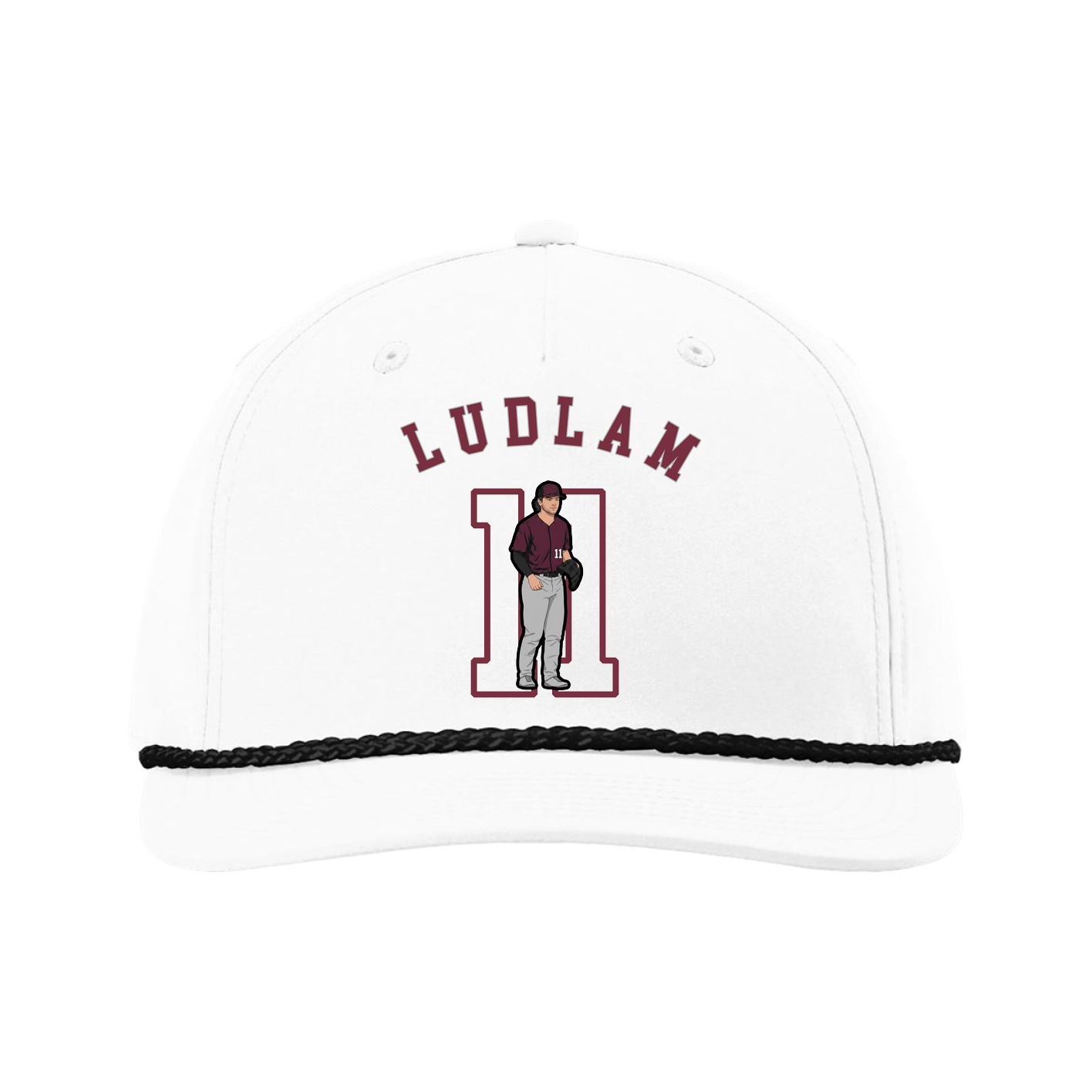 Five-Panel Classic Rope Cap — Shirsey Arch in White