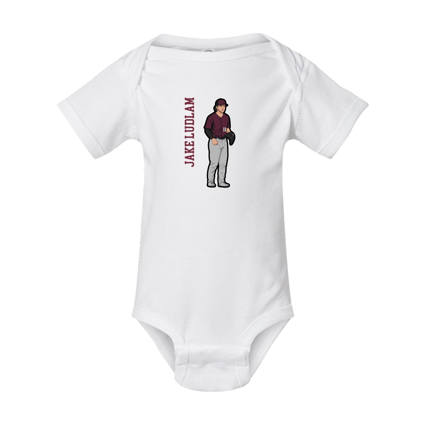 Baby Onesie — Name Vertical in White