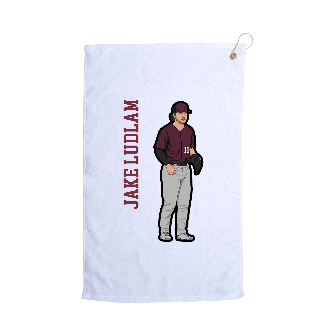 Golf Towel — Name Vertical in White