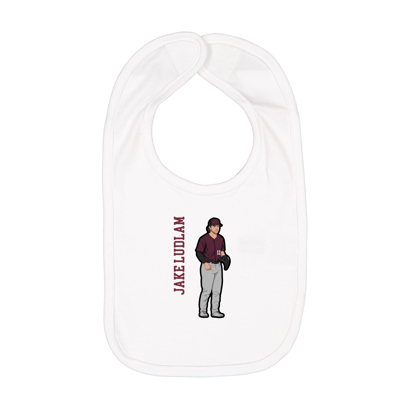 Infant Bib — Name Vertical in White