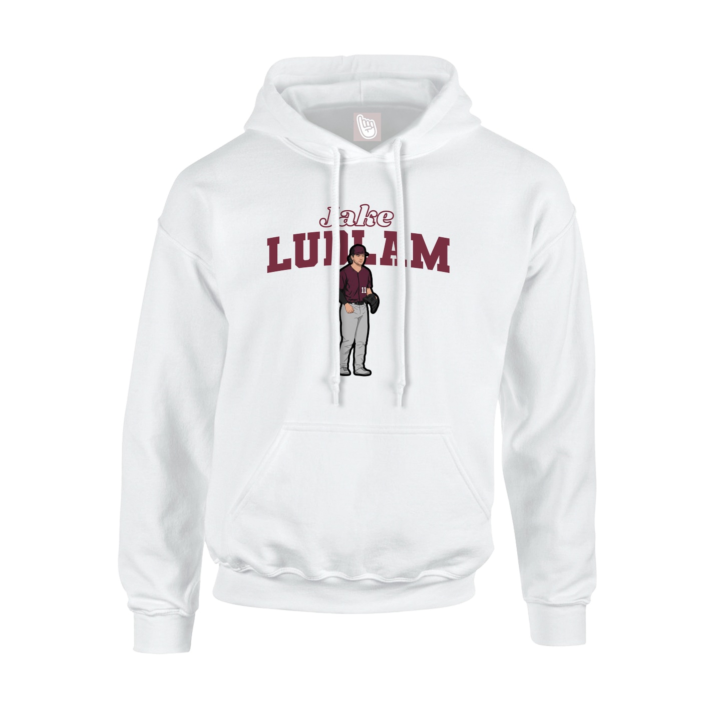 Youth Hoodie — Name Arch in White