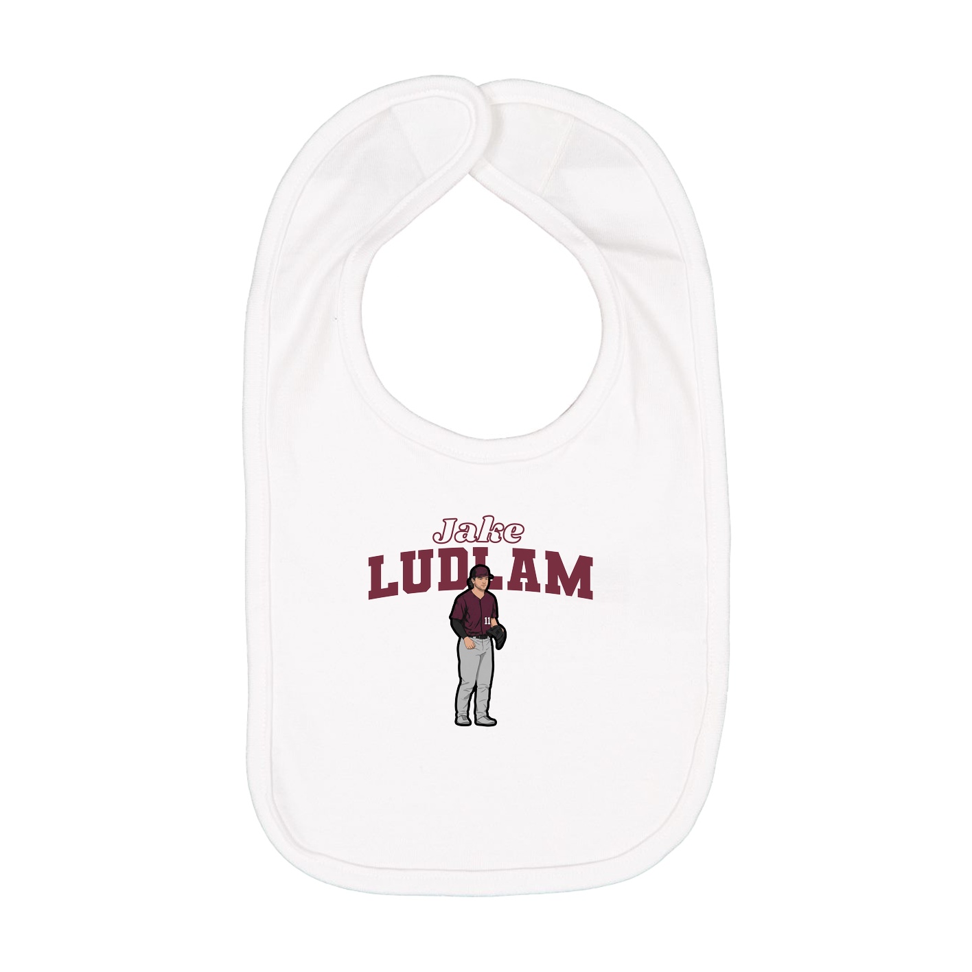 Infant Bib — Name Arch in White