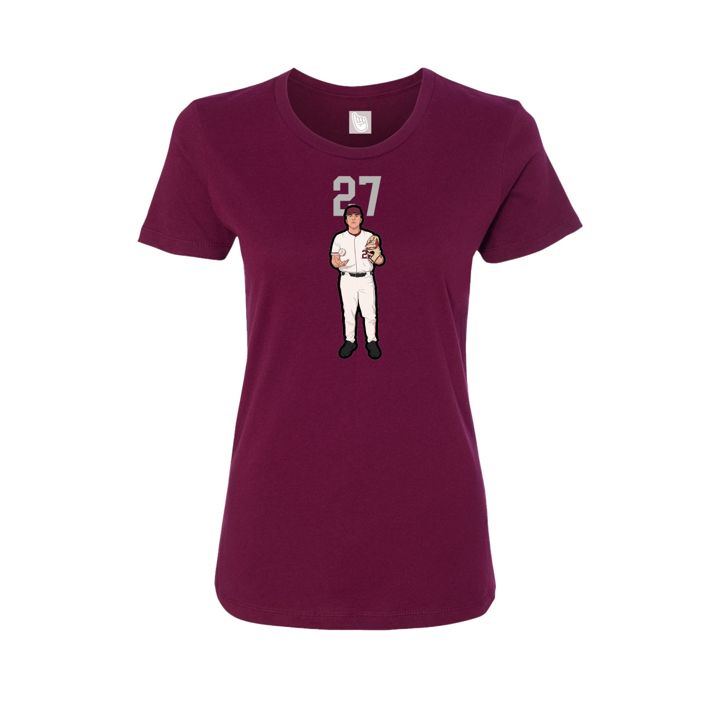 Fitted Women's Tee — Number Top in Maroon