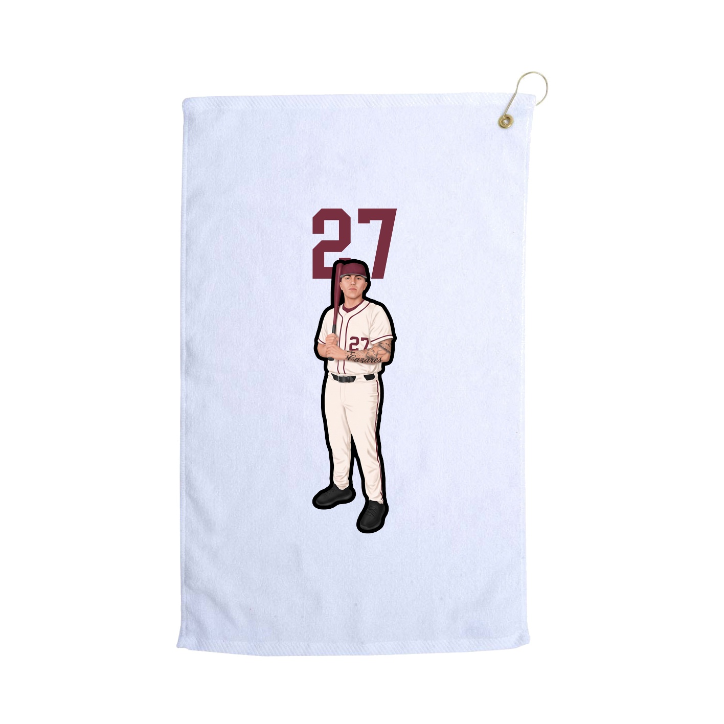 Golf Towel — Number Top in White