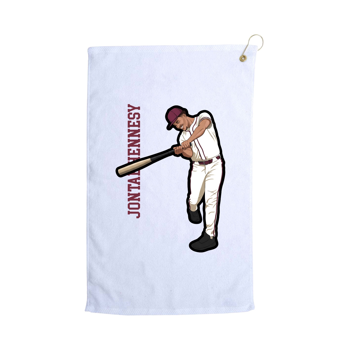 Golf Towel — Name Vertical in White