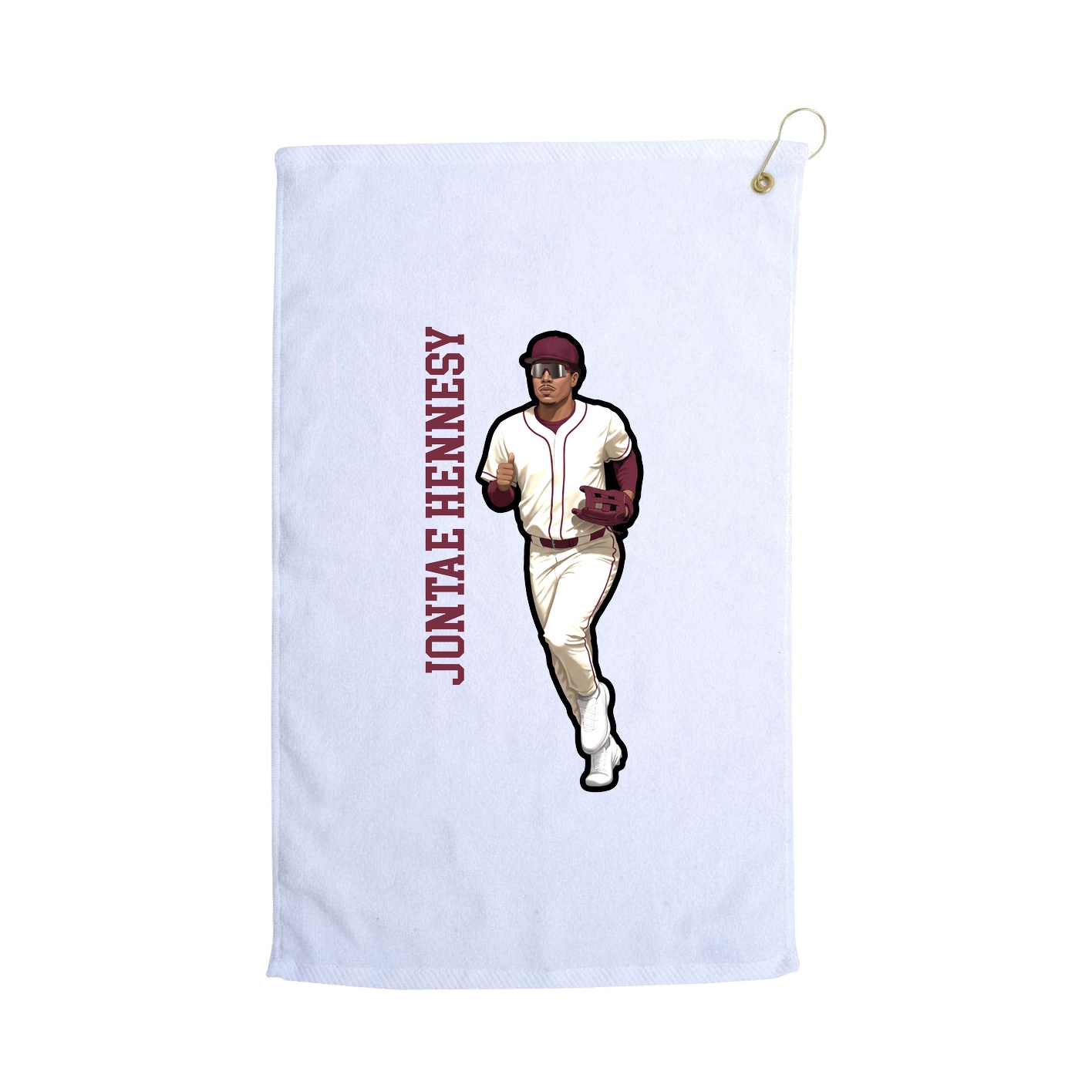 Golf Towel — Name Vertical in White