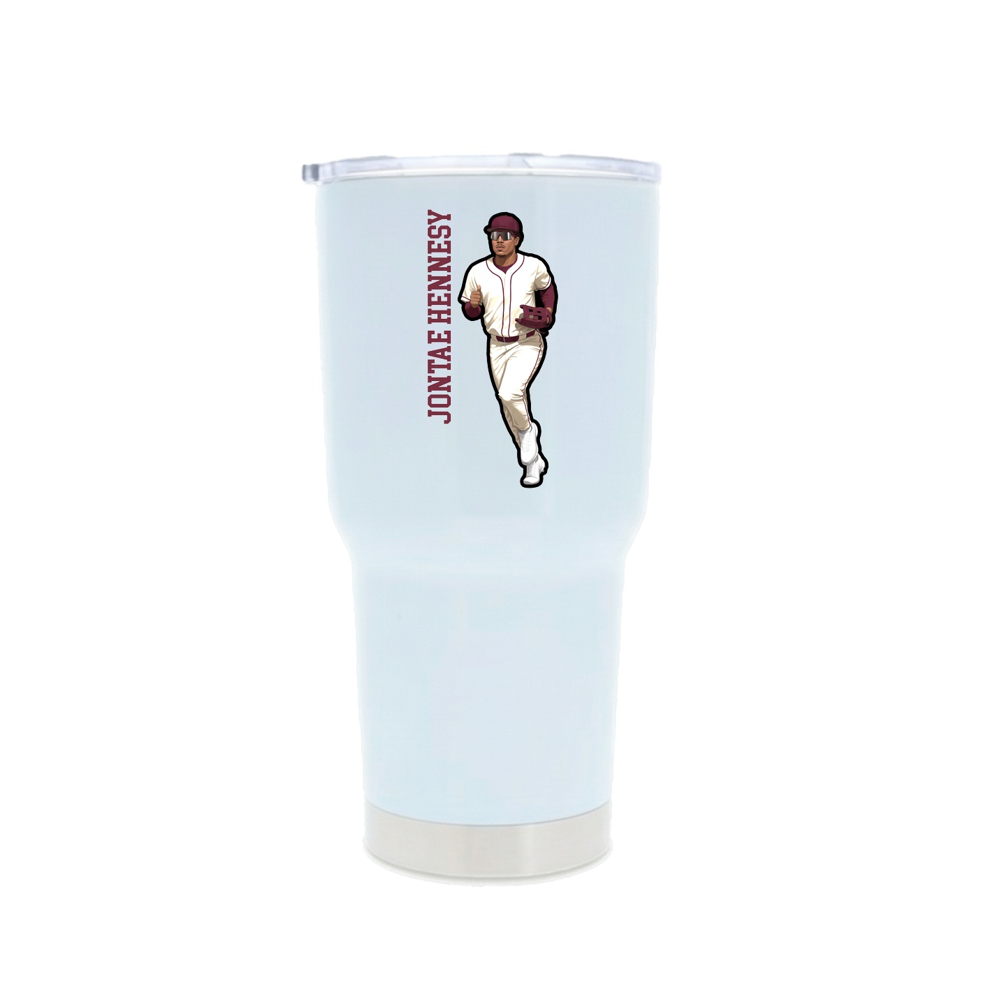 30oz Stainless Steel Tumbler — Name Vertical in White