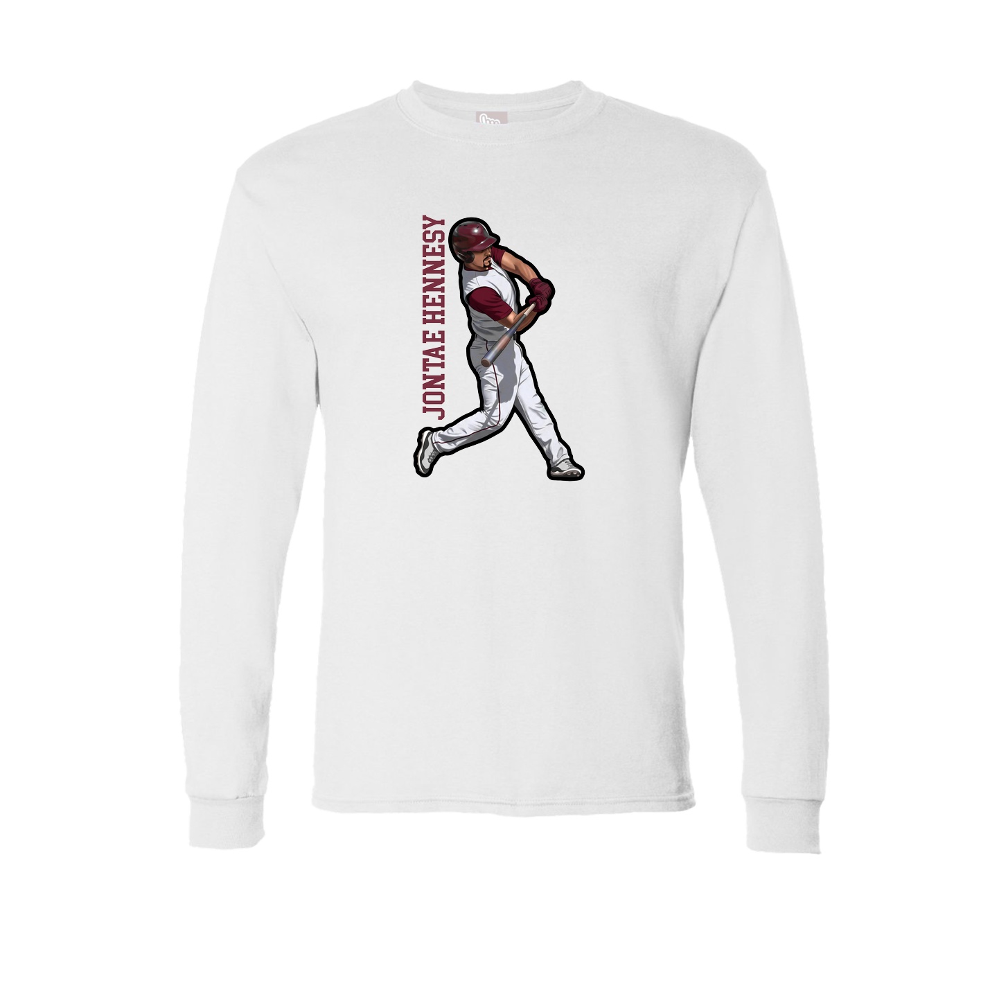 Long Sleeve Tee — Name Vertical in White