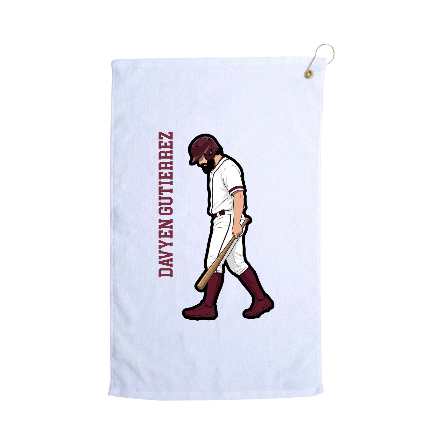 Golf Towel — Name Vertical in White