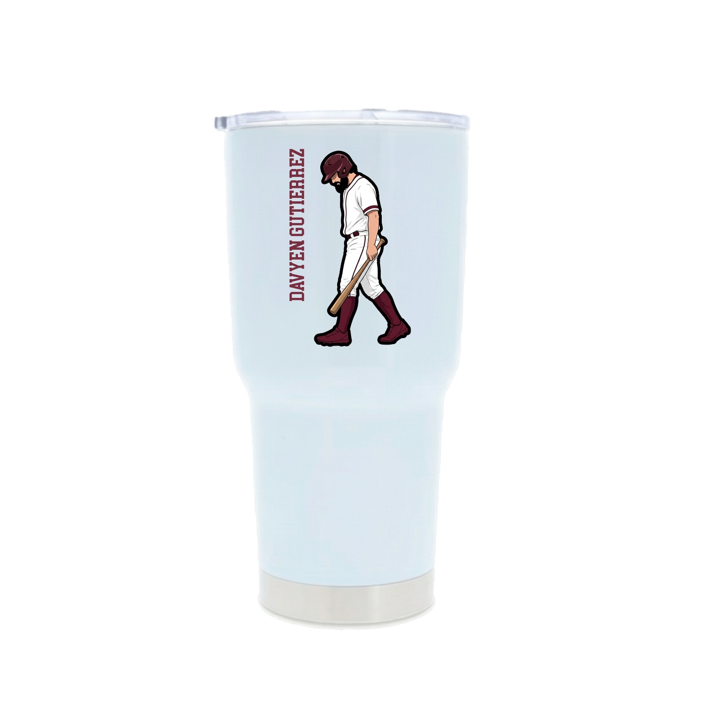 30oz Stainless Steel Tumbler — Name Vertical in White