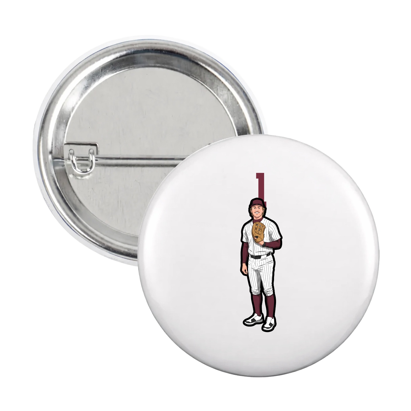 Game Day Button — Number Top in White