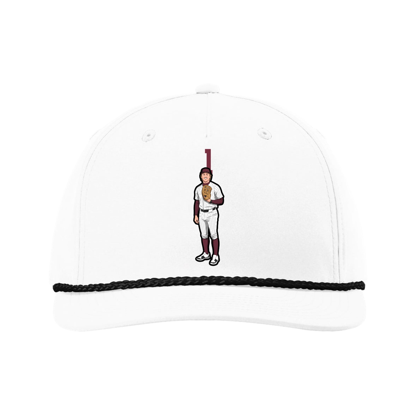 Five-Panel Classic Rope Cap — Number Top in White