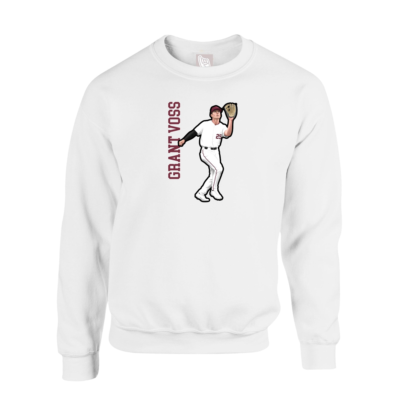 Fleece Crew — Name Vertical in White