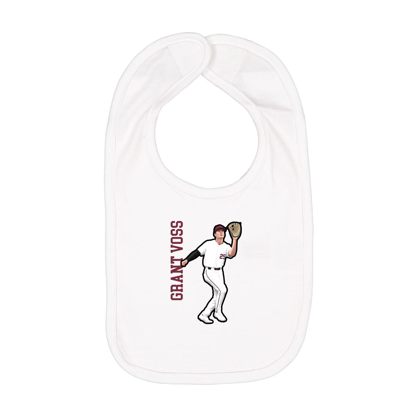 Infant Bib — Name Vertical in White