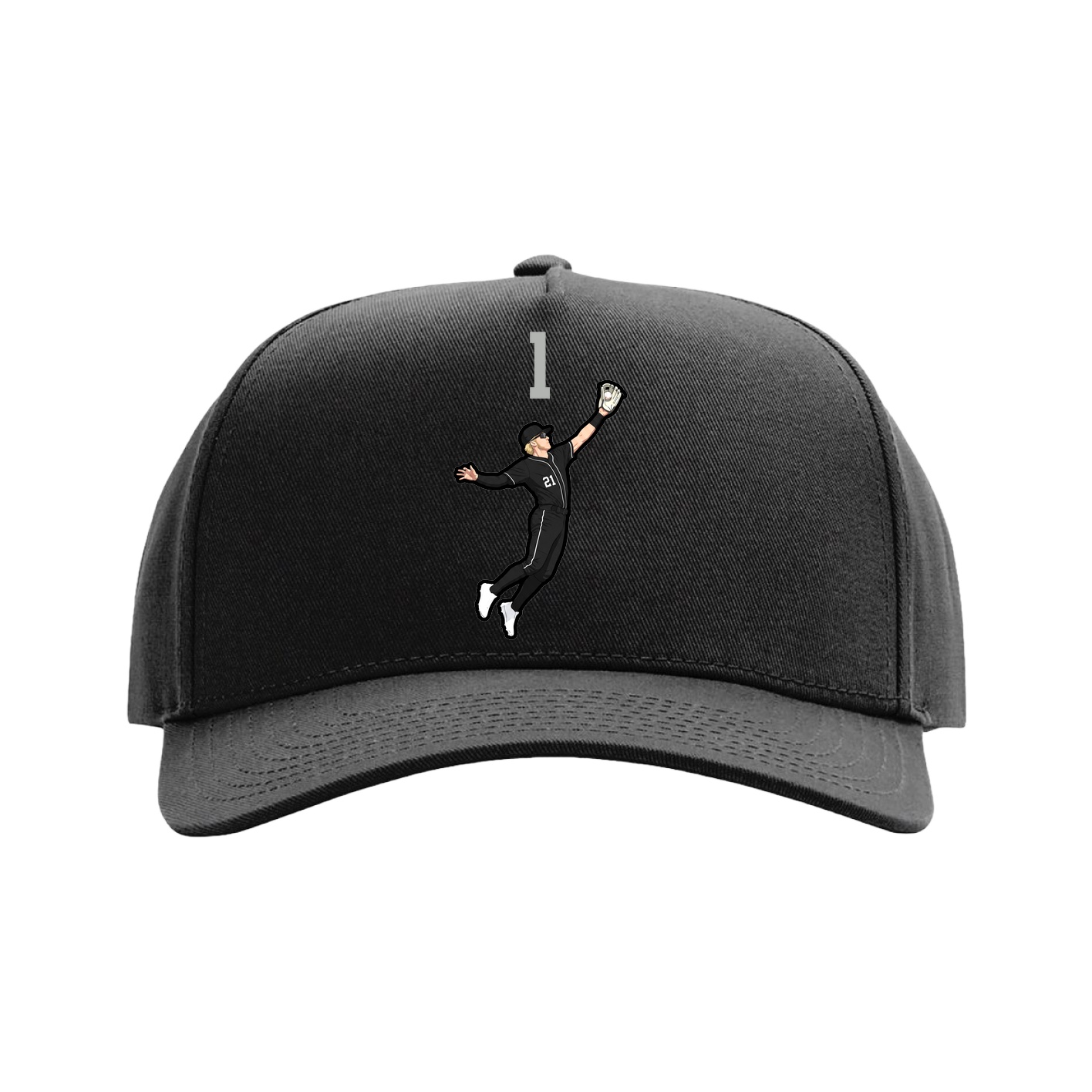 Full Fabric Five-Panel Champ Cap — Number Top in Black