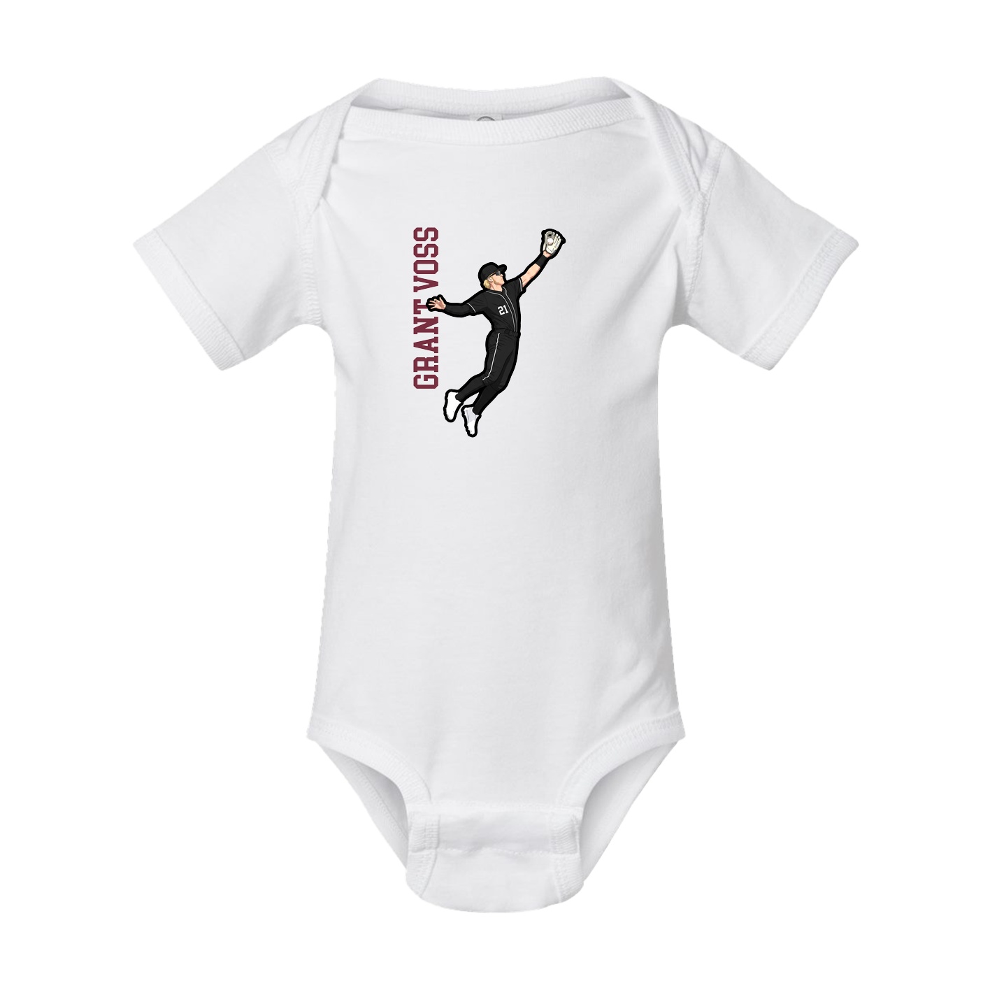 Baby Onesie — Name Vertical in White