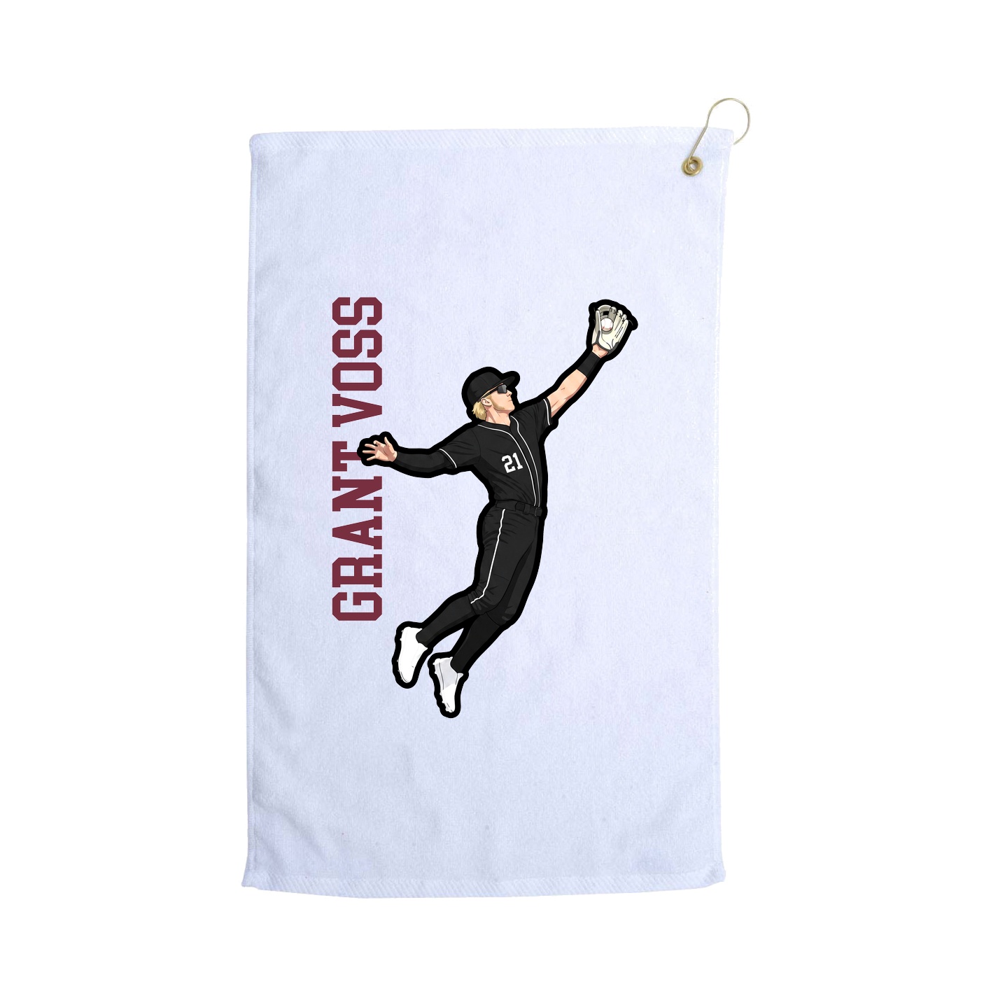 Golf Towel — Name Vertical in White