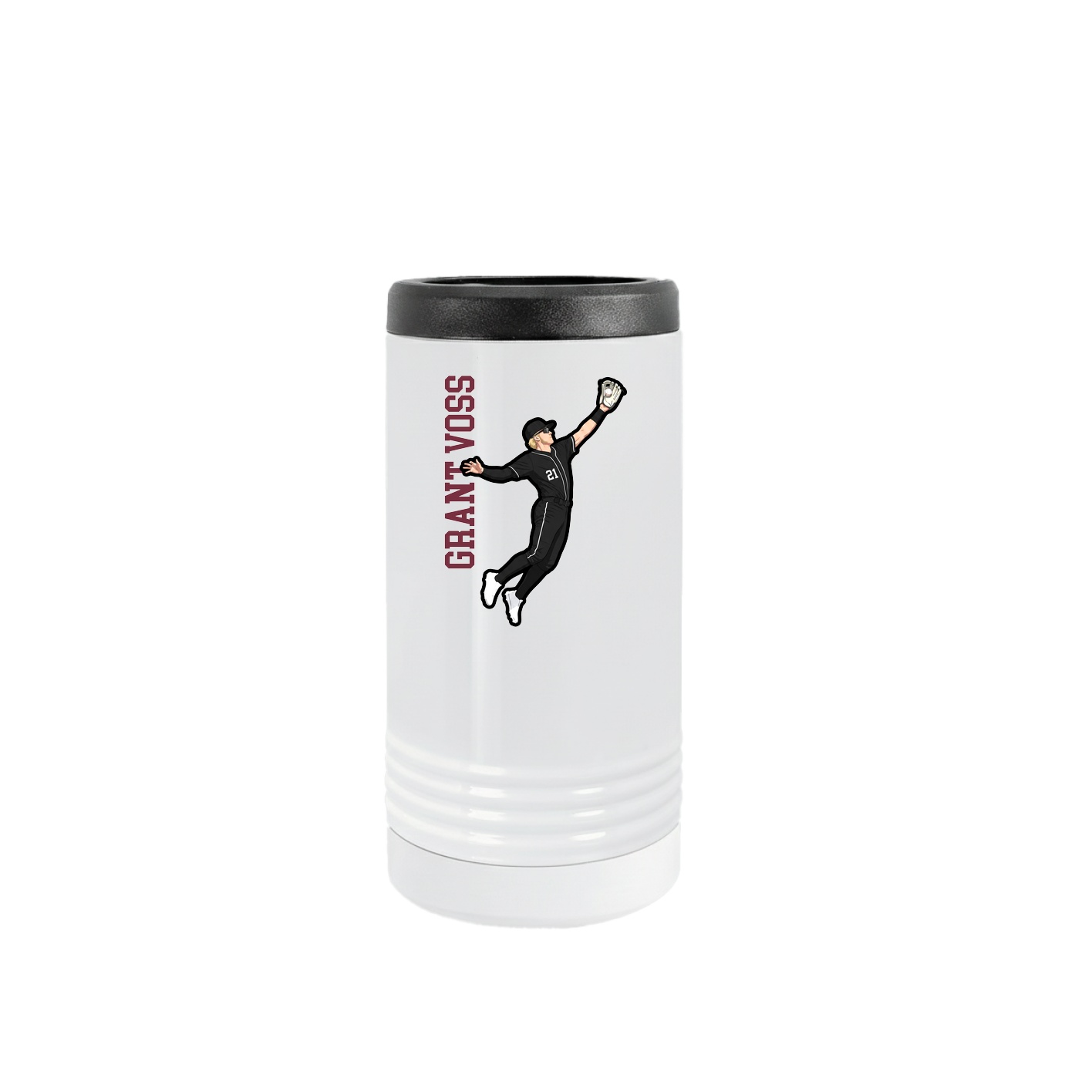 Slim Beverage Holder — Name Vertical in White