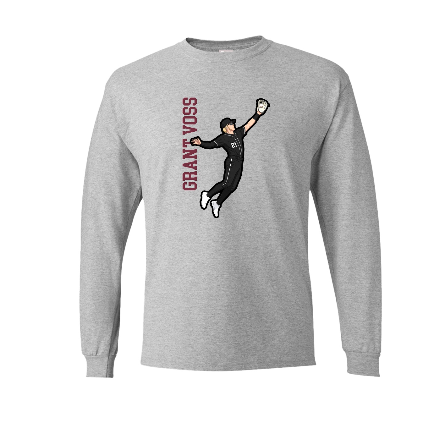 Long Sleeve Tee — Name Vertical in Grey