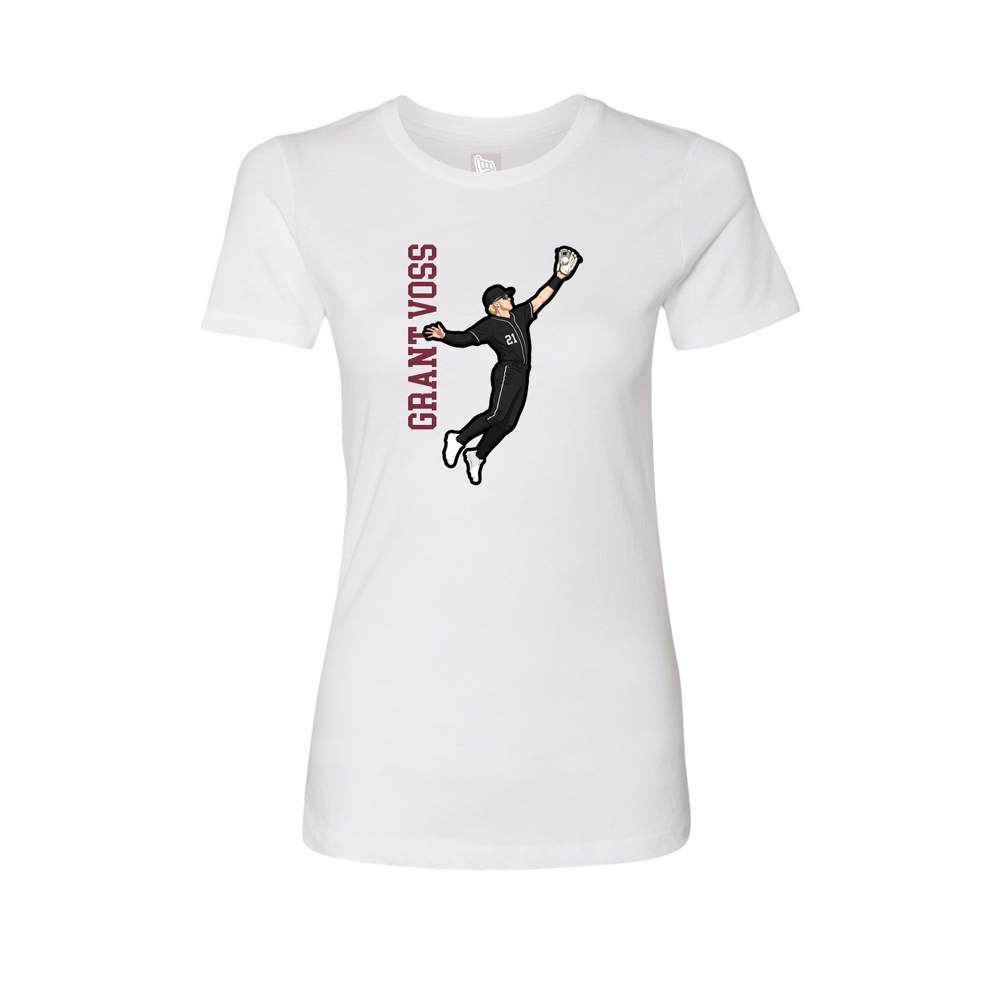 Womens Tee — Name Vertical in White