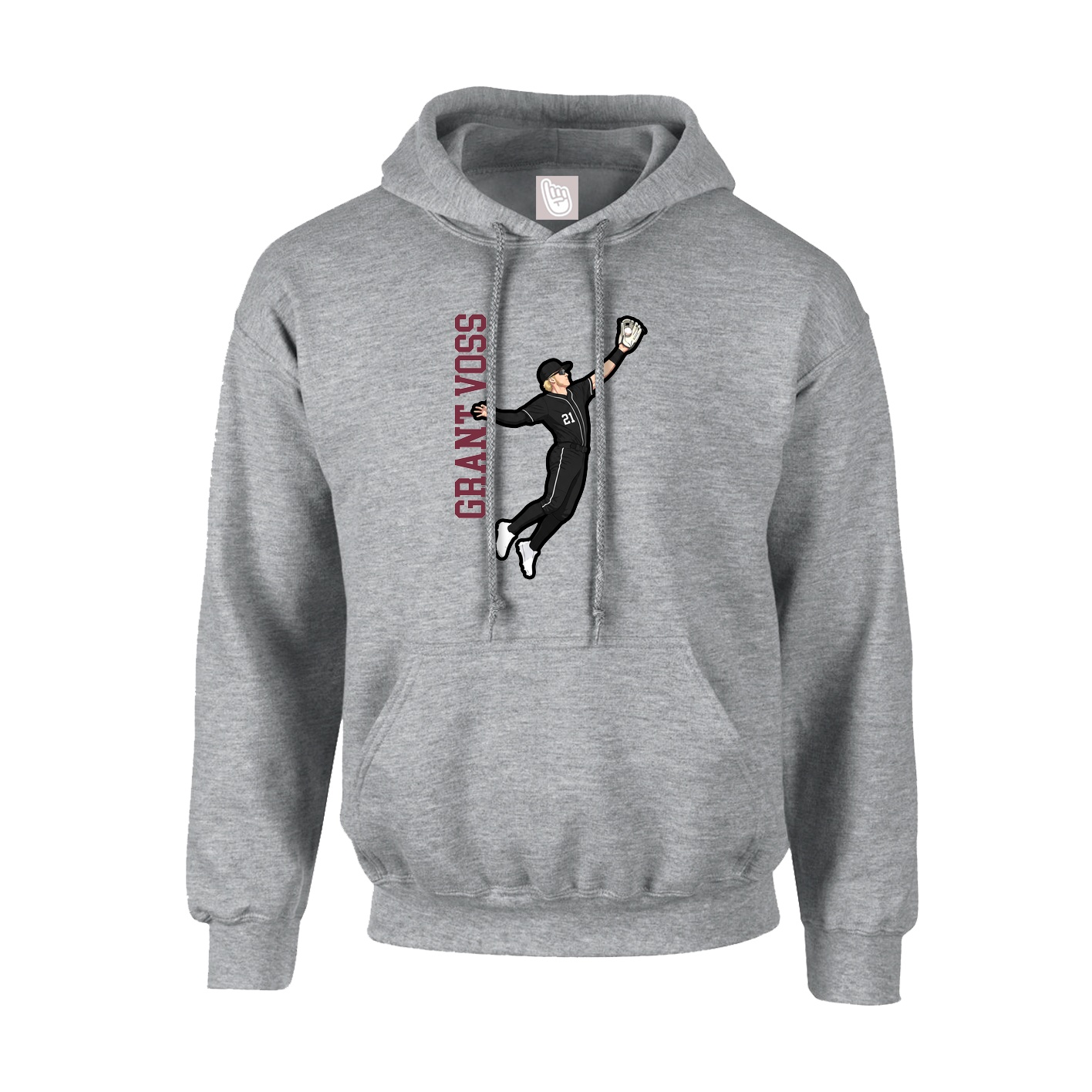 Youth Hoodie — Name Vertical in Grey