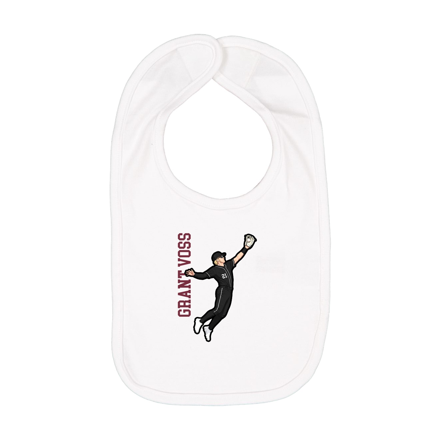 Infant Bib — Name Vertical in White