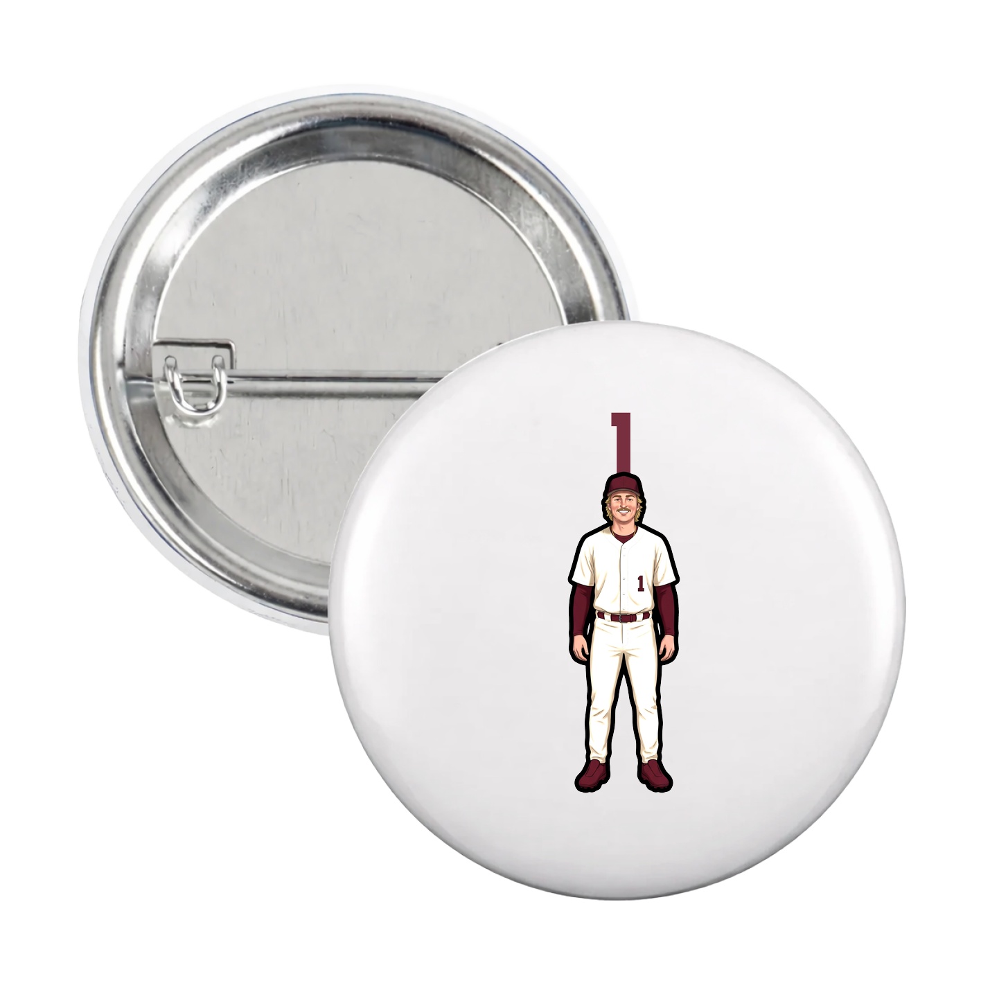Game Day Button — Number Top in White