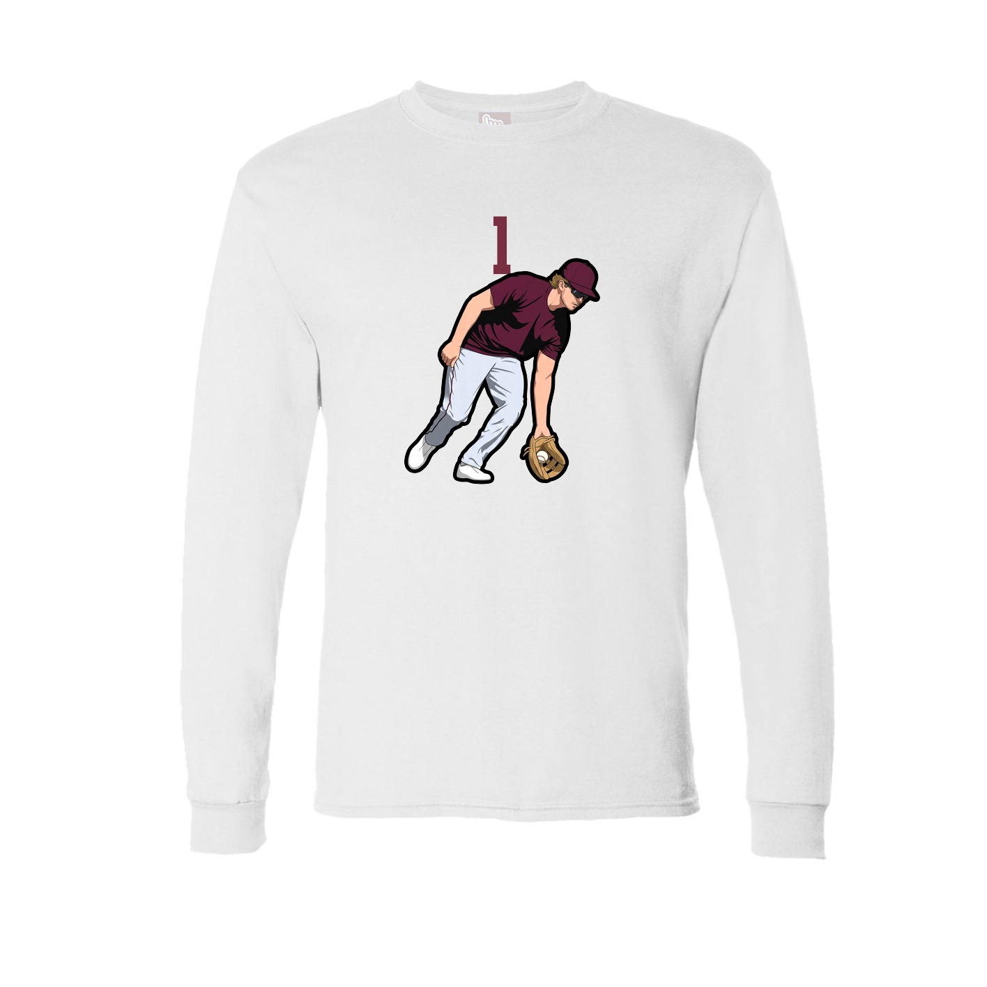 Long Sleeve Tee — Number Top in White