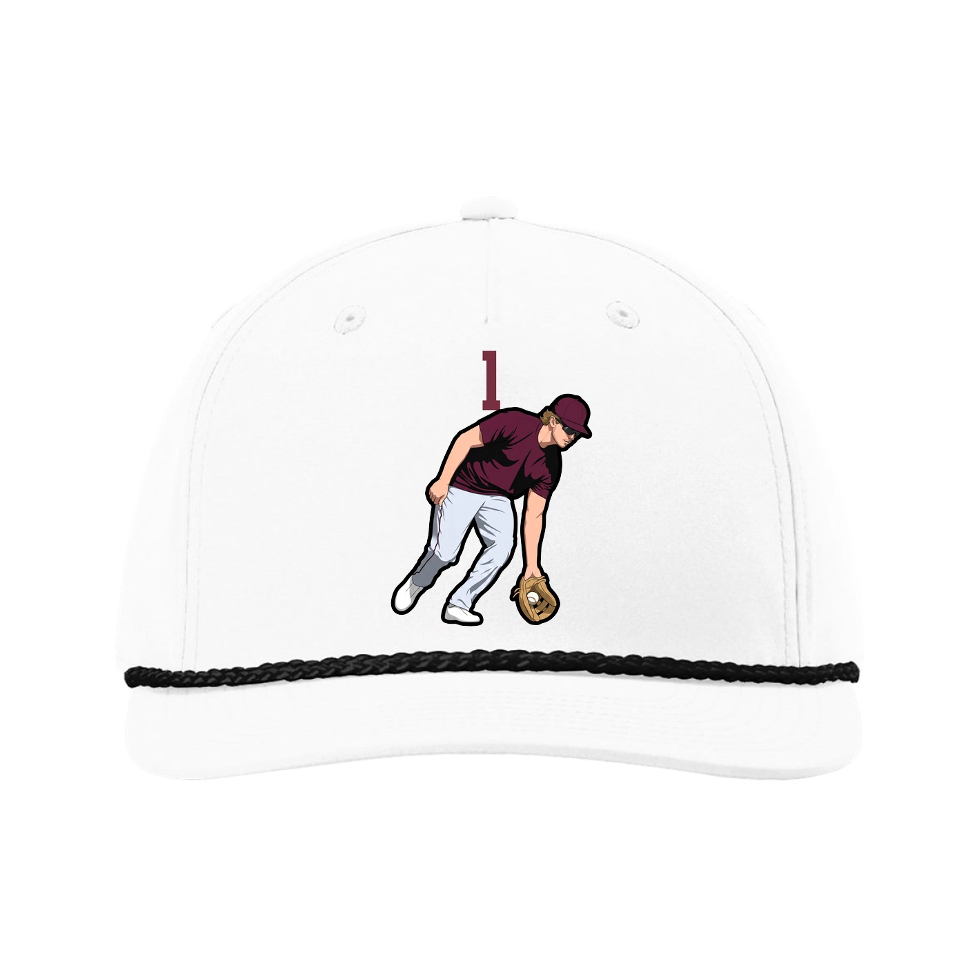 Five-Panel Classic Rope Cap — Number Top in White