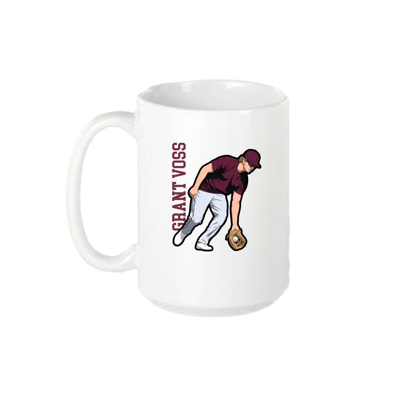 15oz Coffee Mug — Name Vertical in White