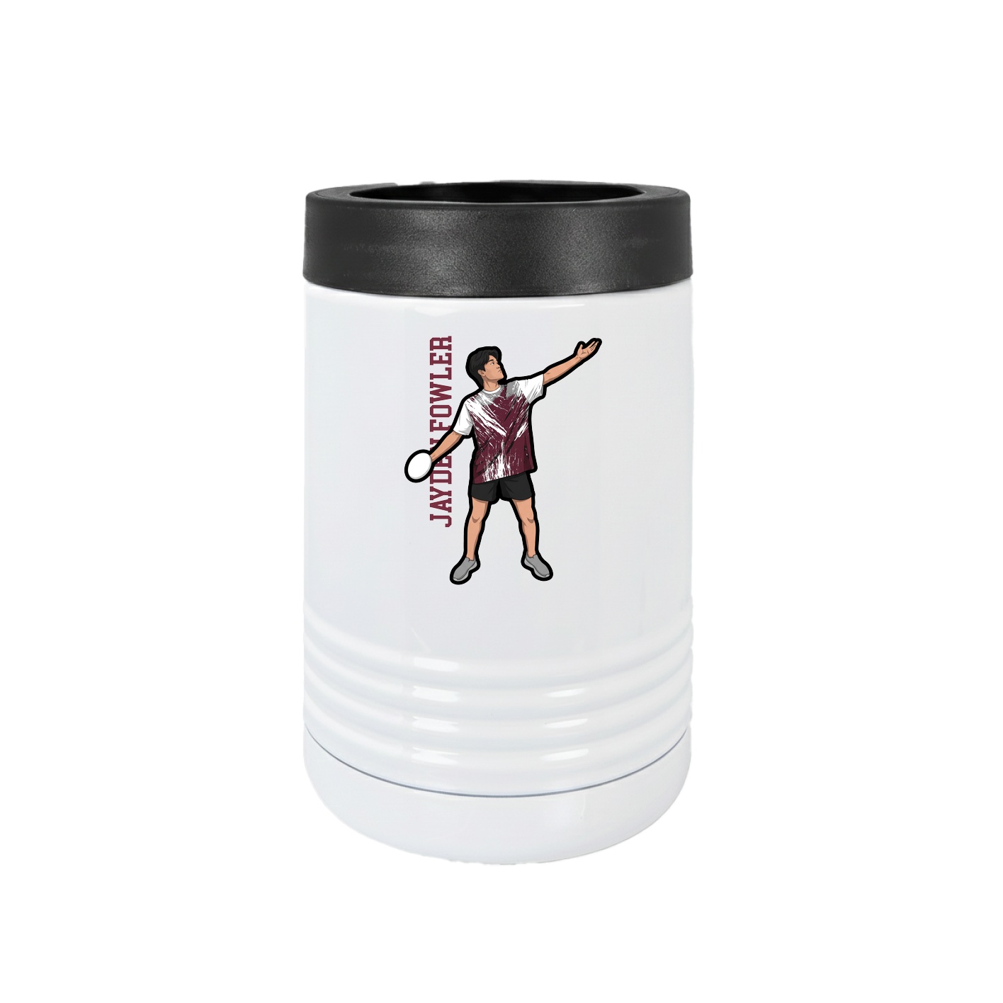 Beverage Holder — Name Vertical in White