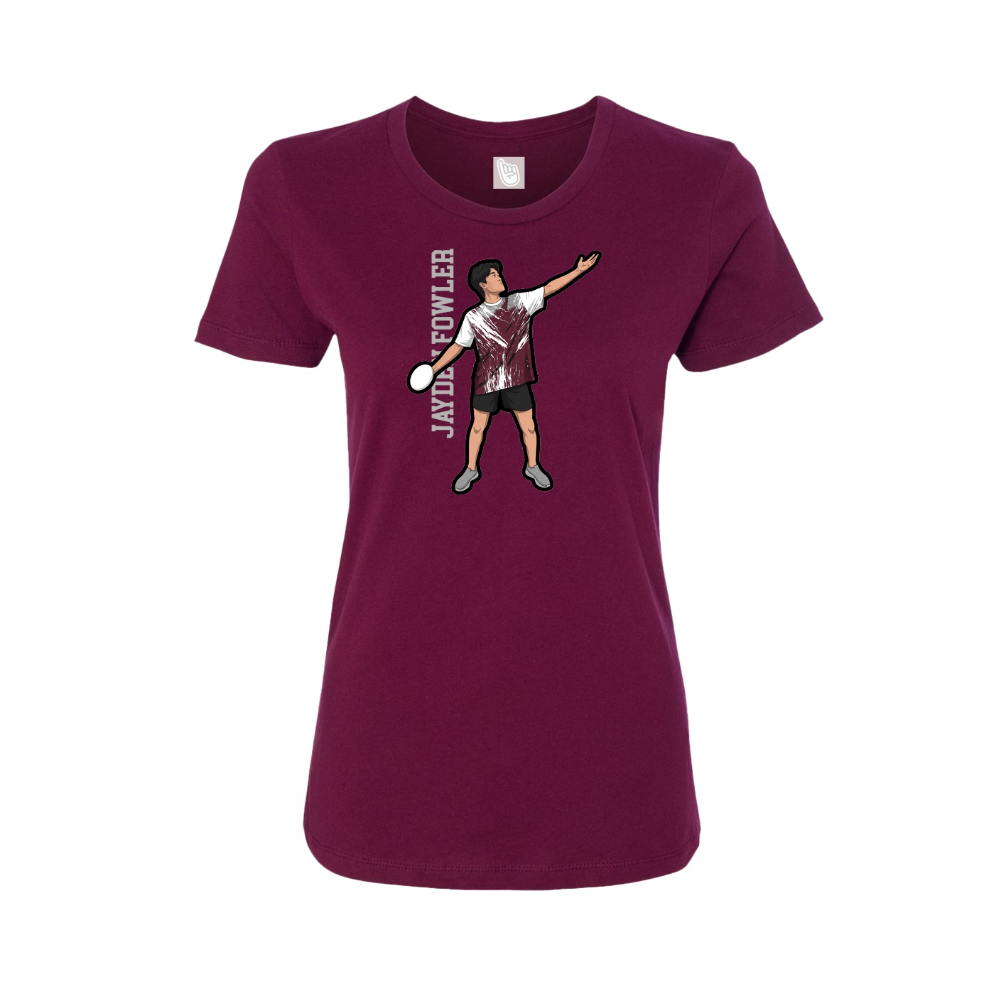 Womens Tee — Name Vertical in Maroon