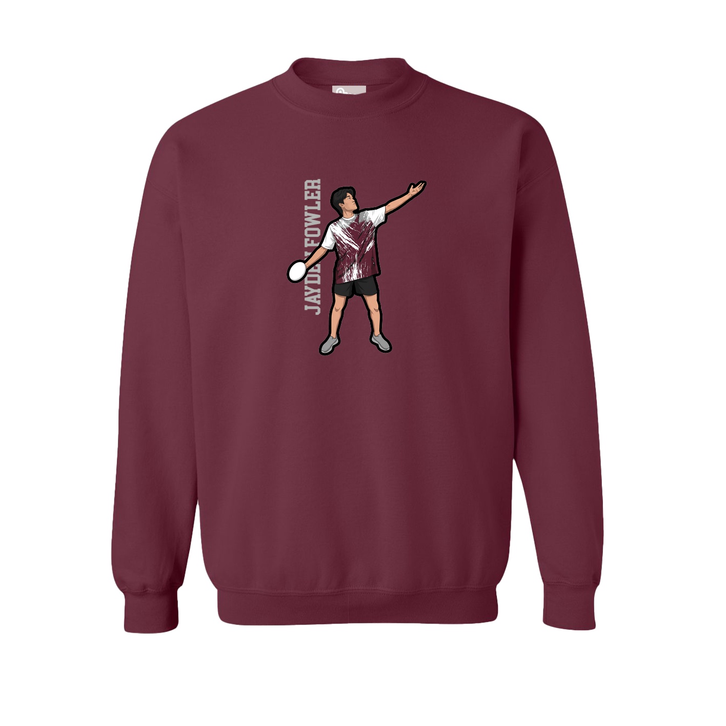 Fleece Crew — Name Vertical in Maroon