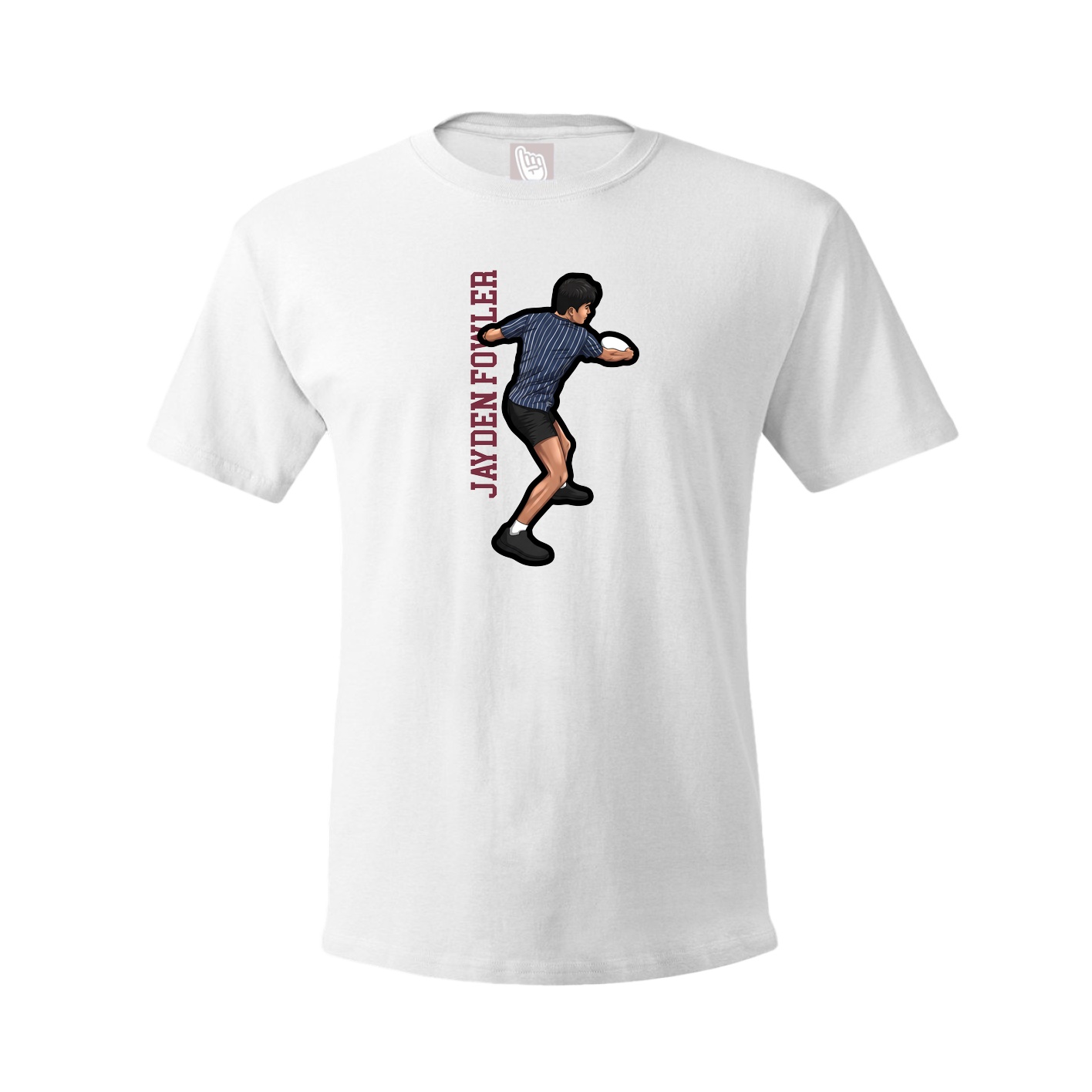 Youth Tee — Name Vertical in White