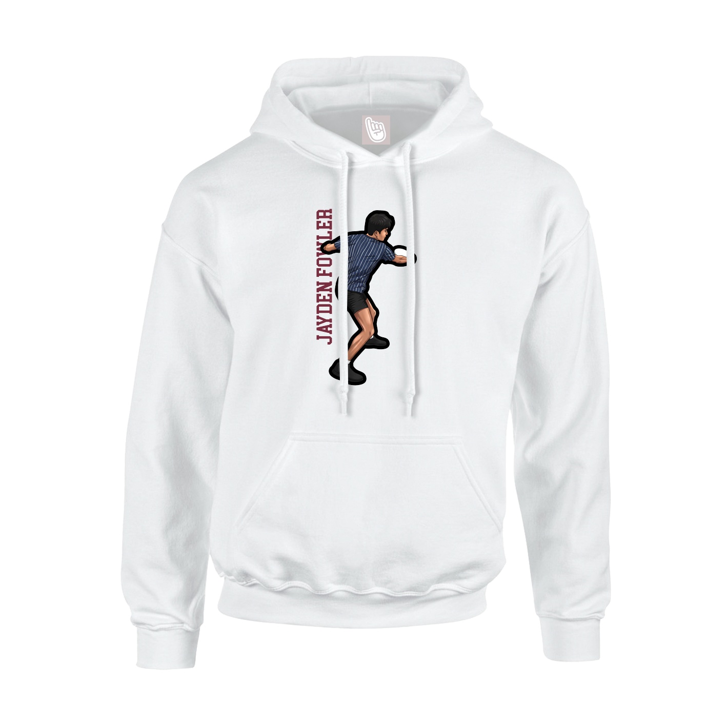 Youth Hoodie — Name Vertical in White