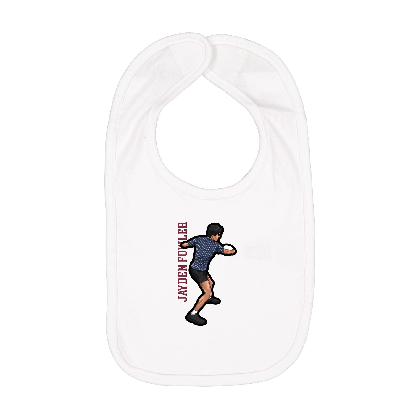 Infant Bib — Name Vertical in White