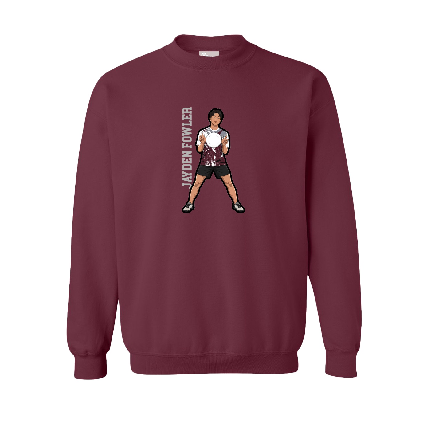 Fleece Crew — Name Vertical in Maroon