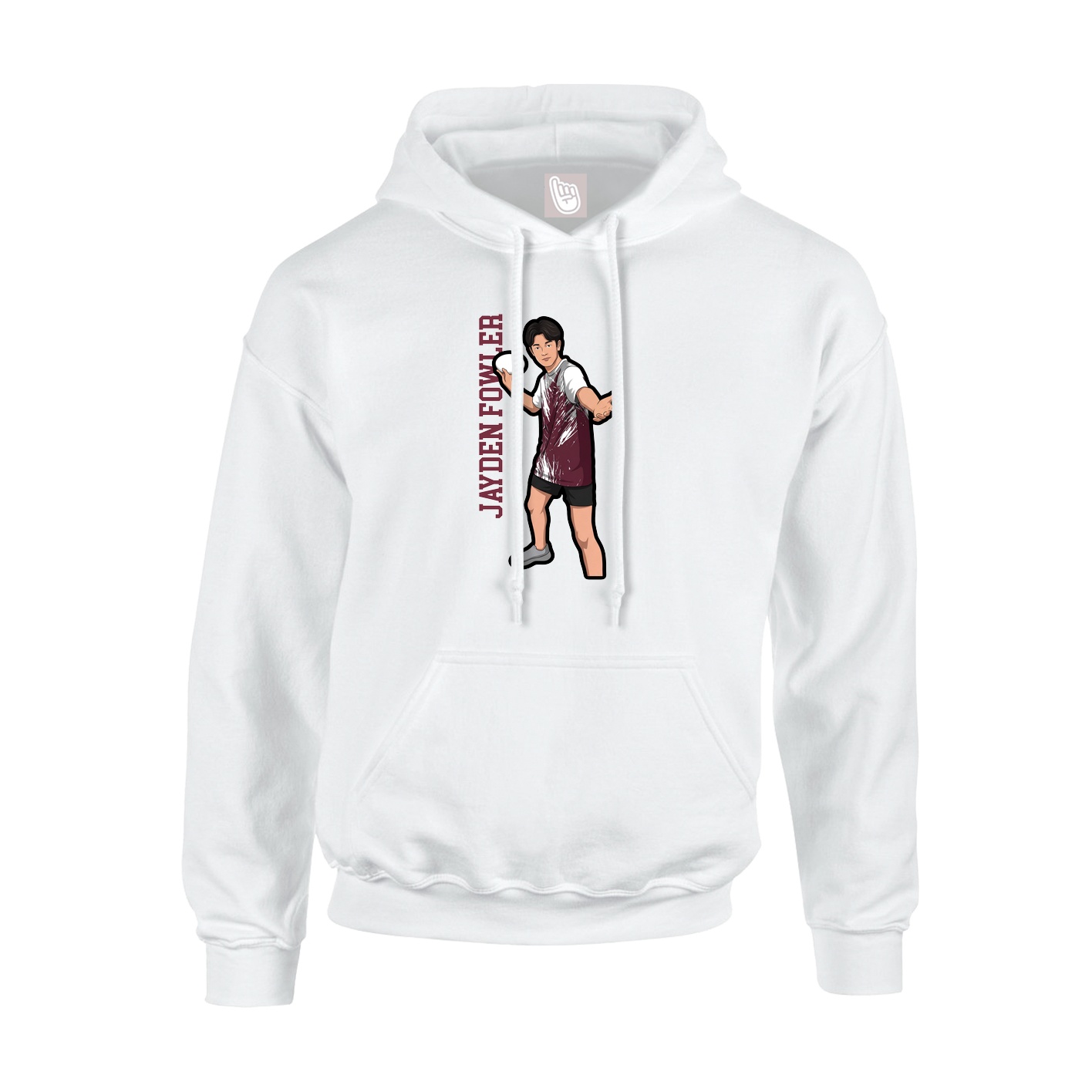 Youth Hoodie — Name Vertical in White