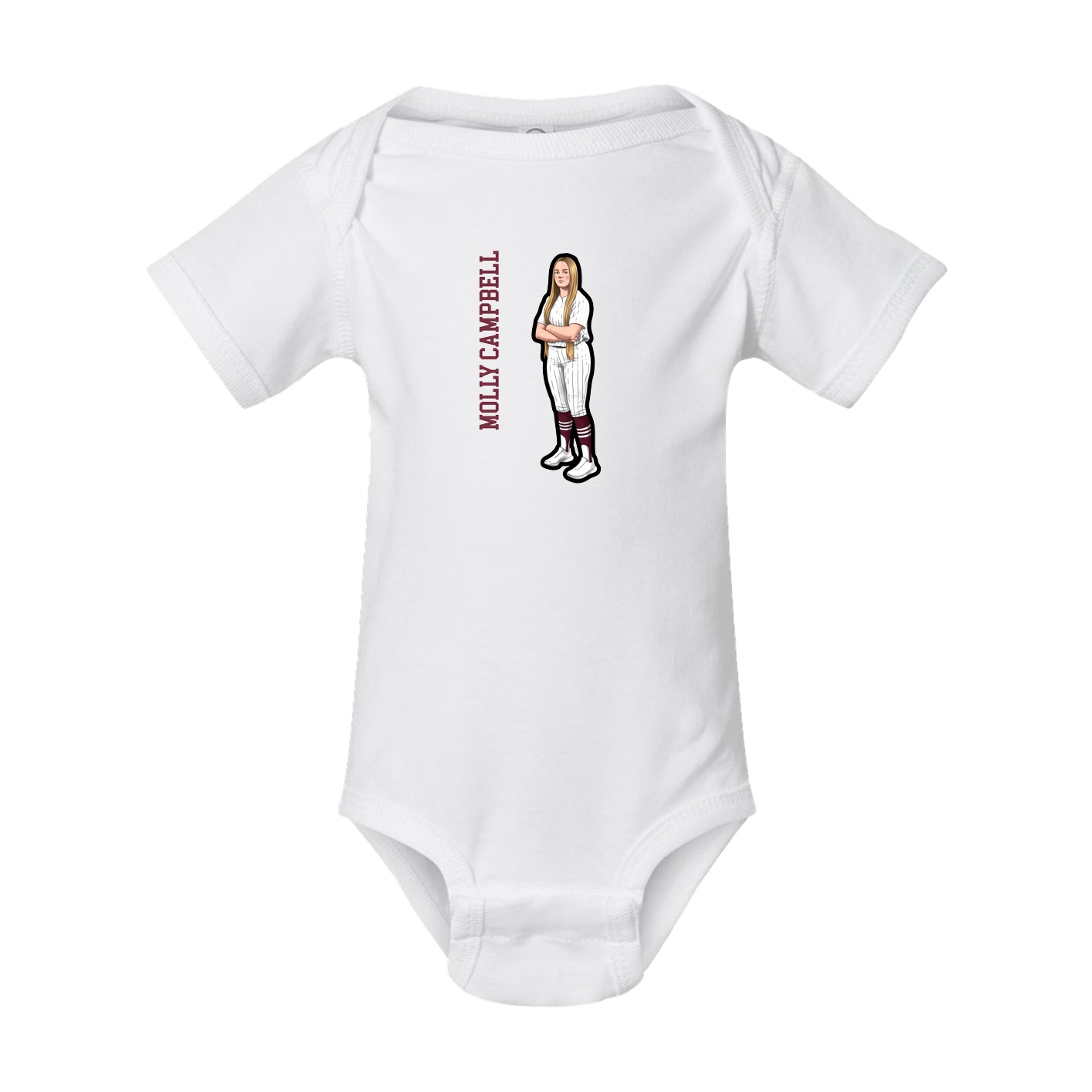 Baby Onesie — Name Vertical in White