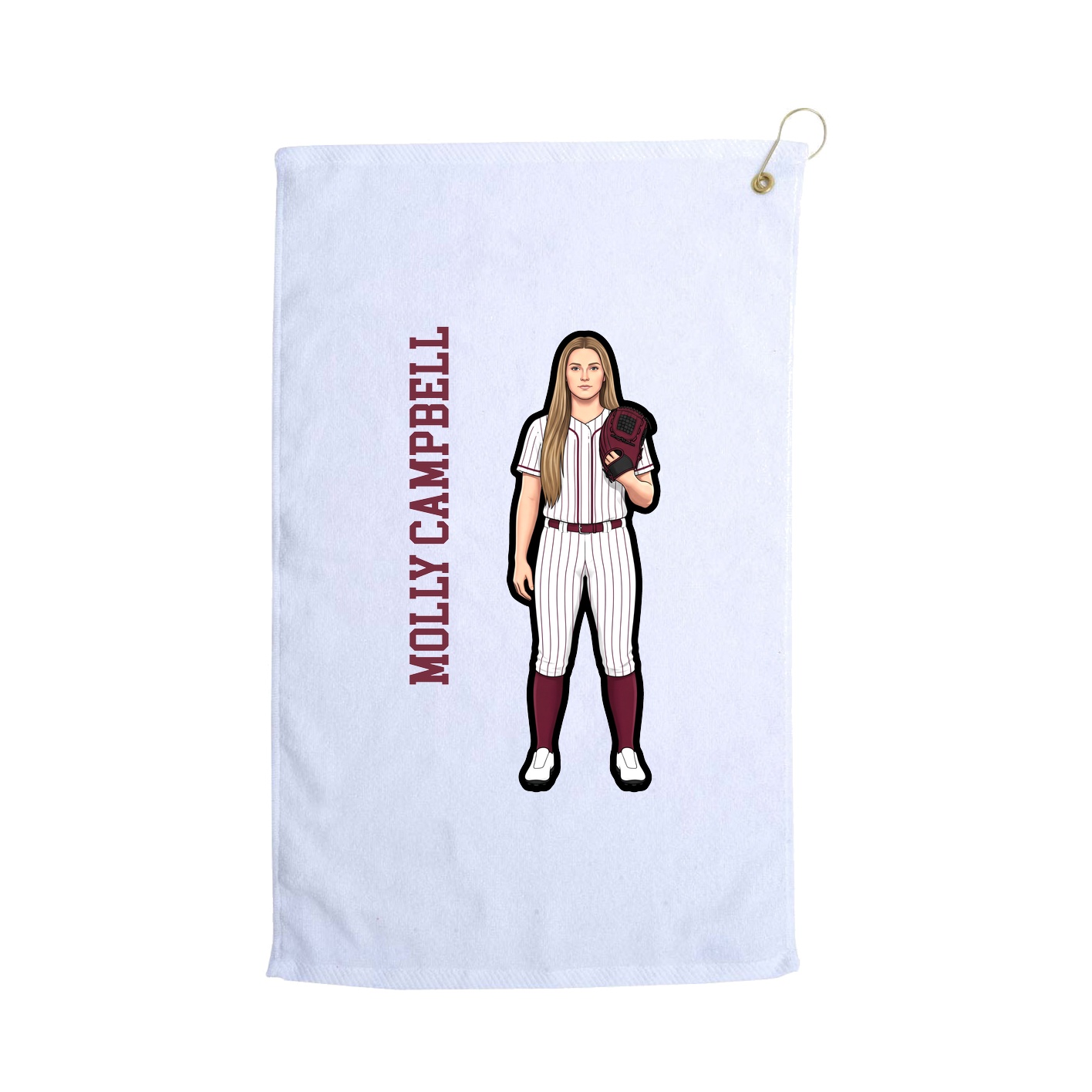 Golf Towel — Name Vertical in White