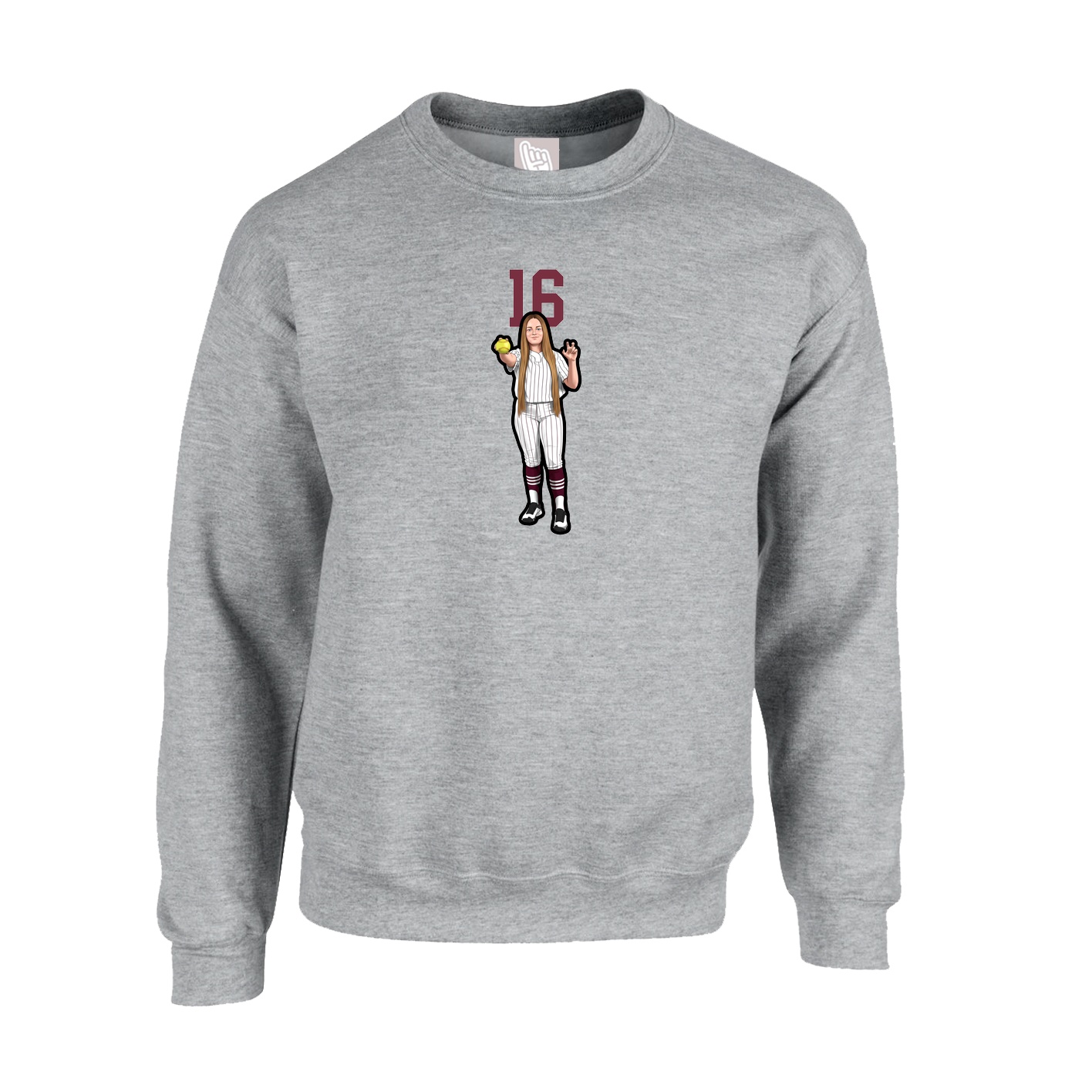Fleece Crew — Number Top in Grey