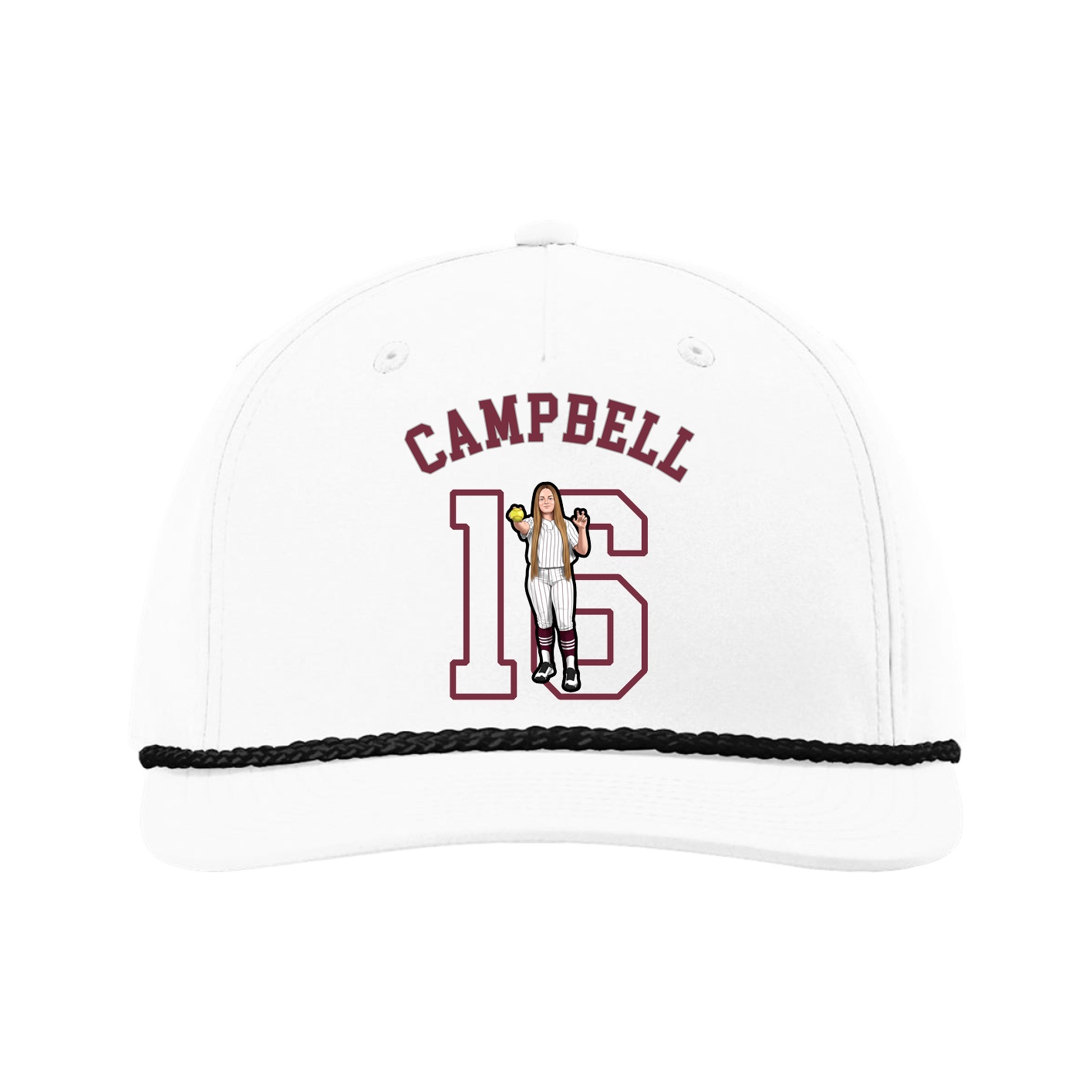 Five-Panel Classic Rope Cap — Shirsey Arch in White