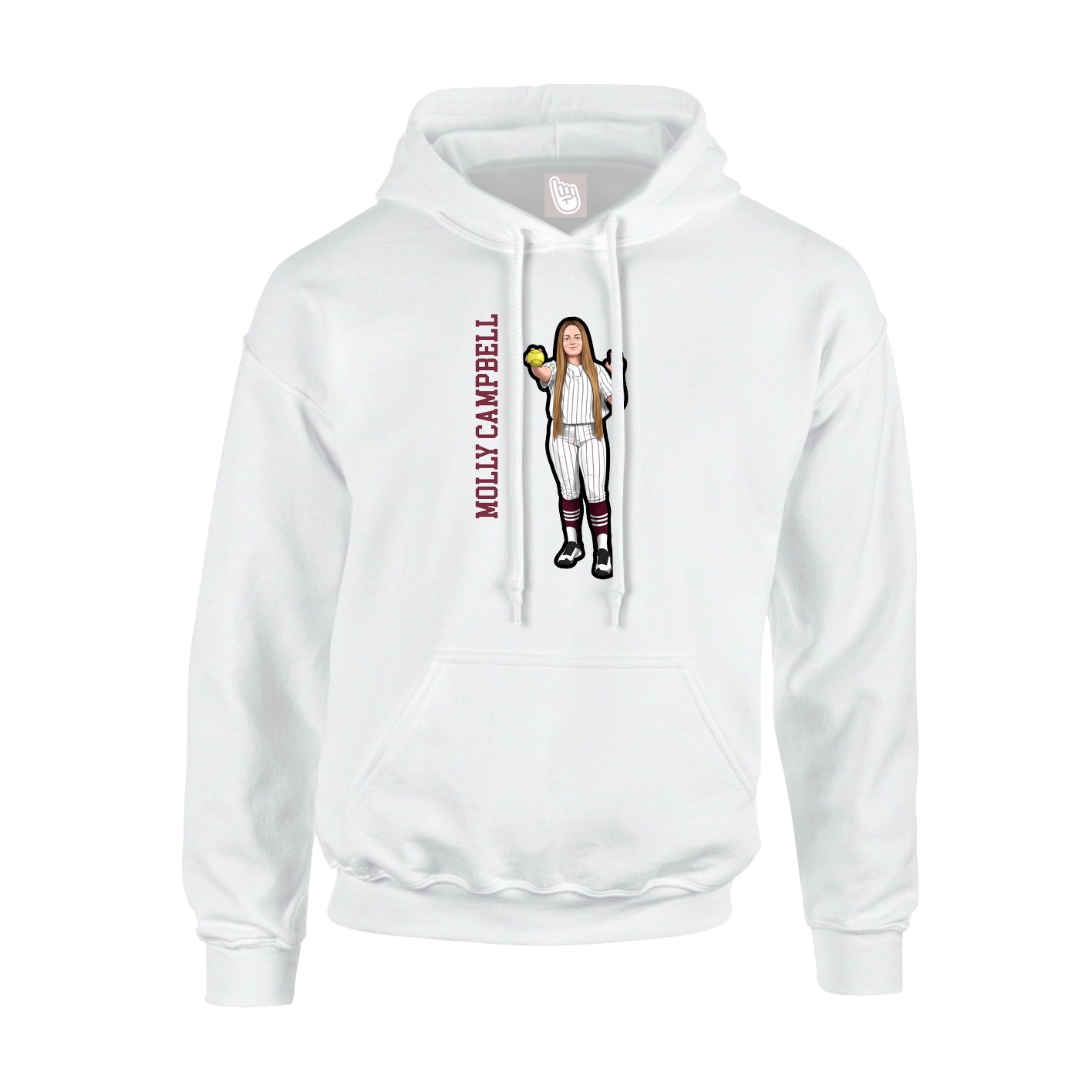 Youth Hoodie — Name Vertical in White